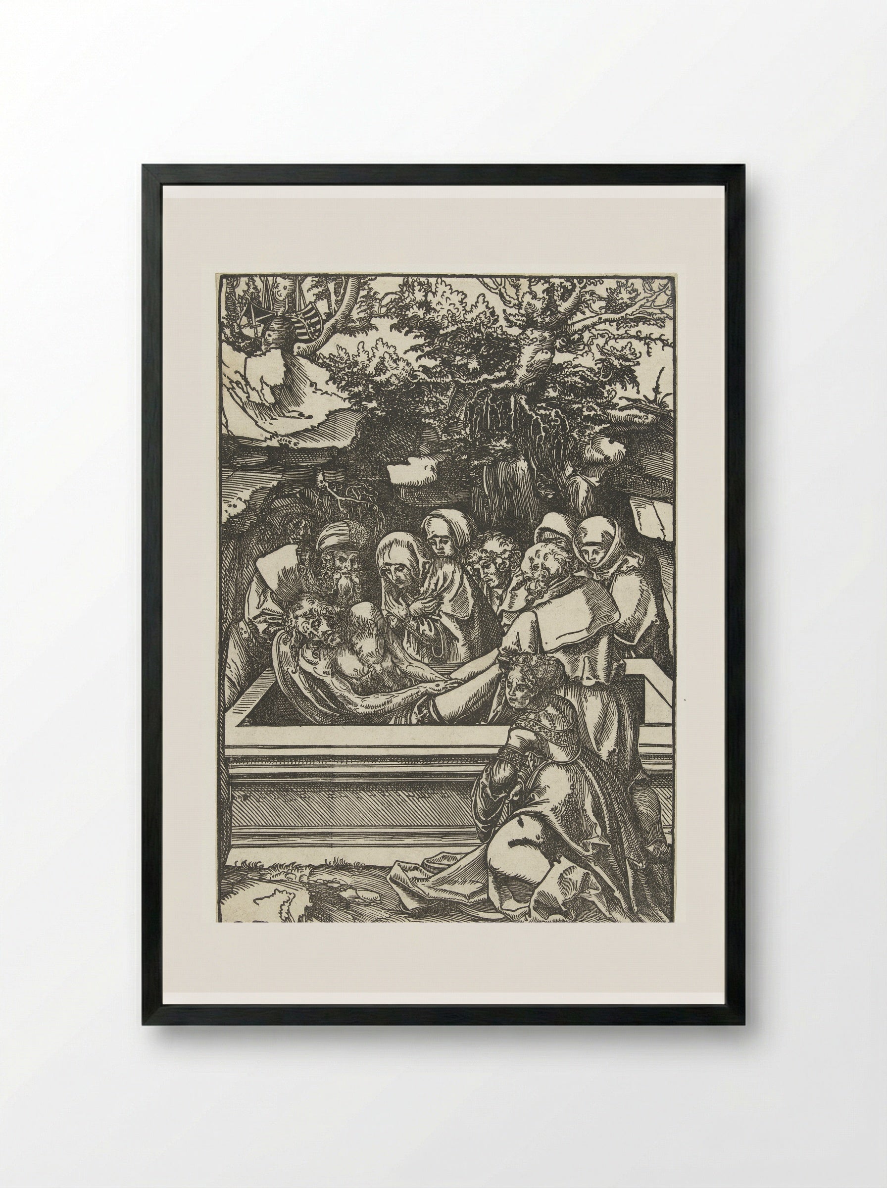 The Entombment of Christ - Lucas Cranach the Elder - Framed Print Black