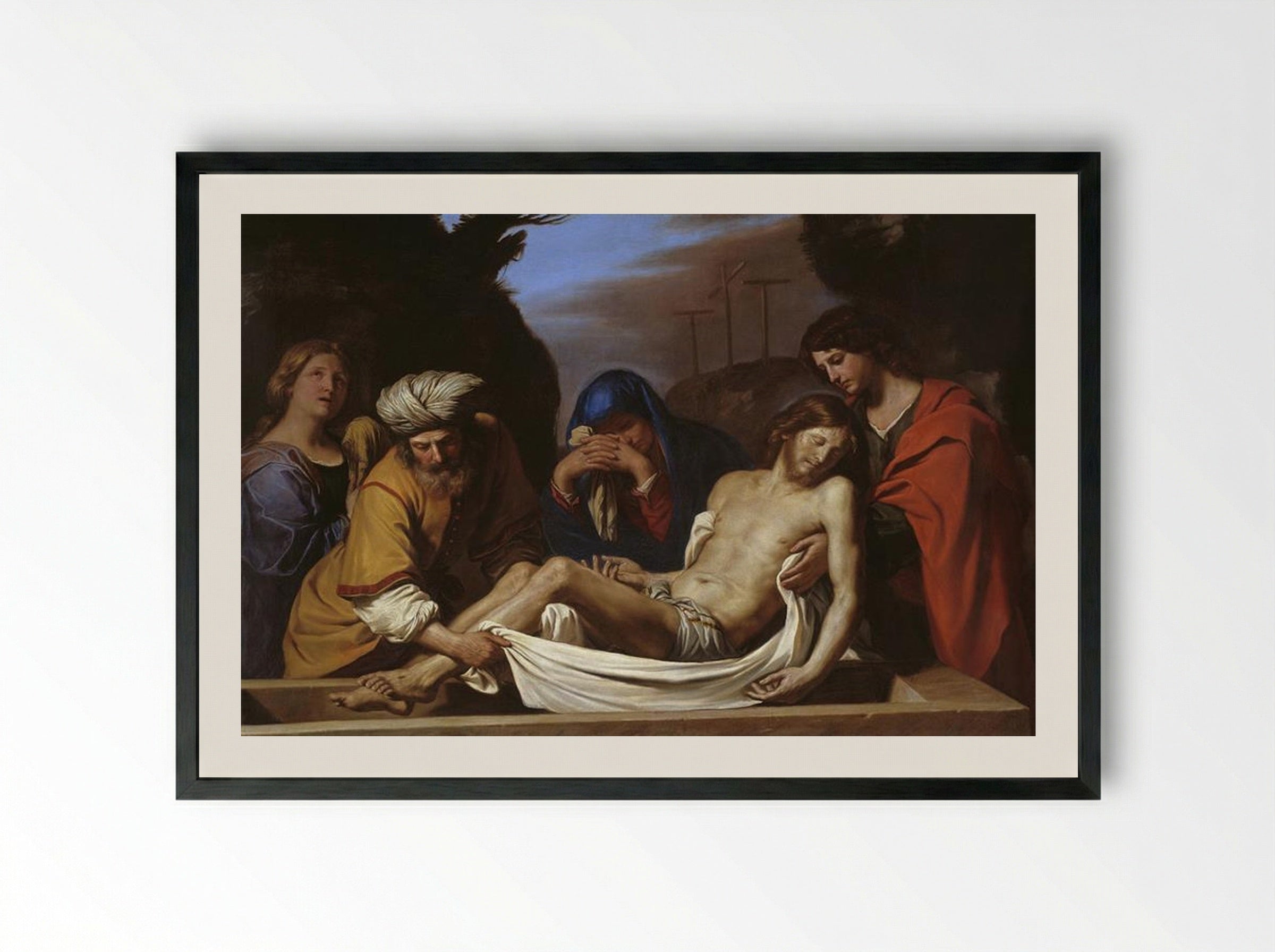The Entombment of Christ - Guercino - Framed Print Black