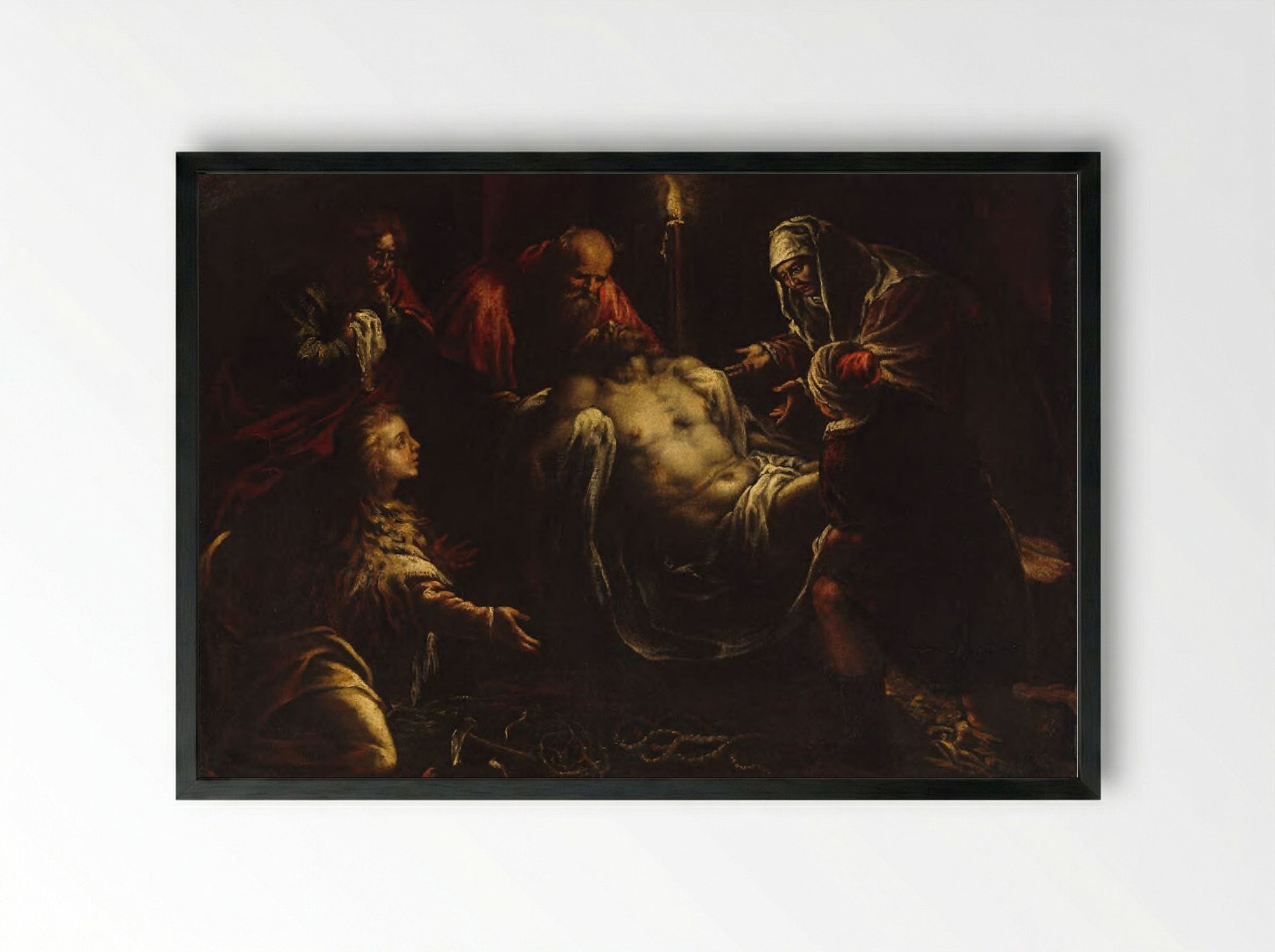 The Entombment of Christ - Jacopo Bassano - Framed Print Black