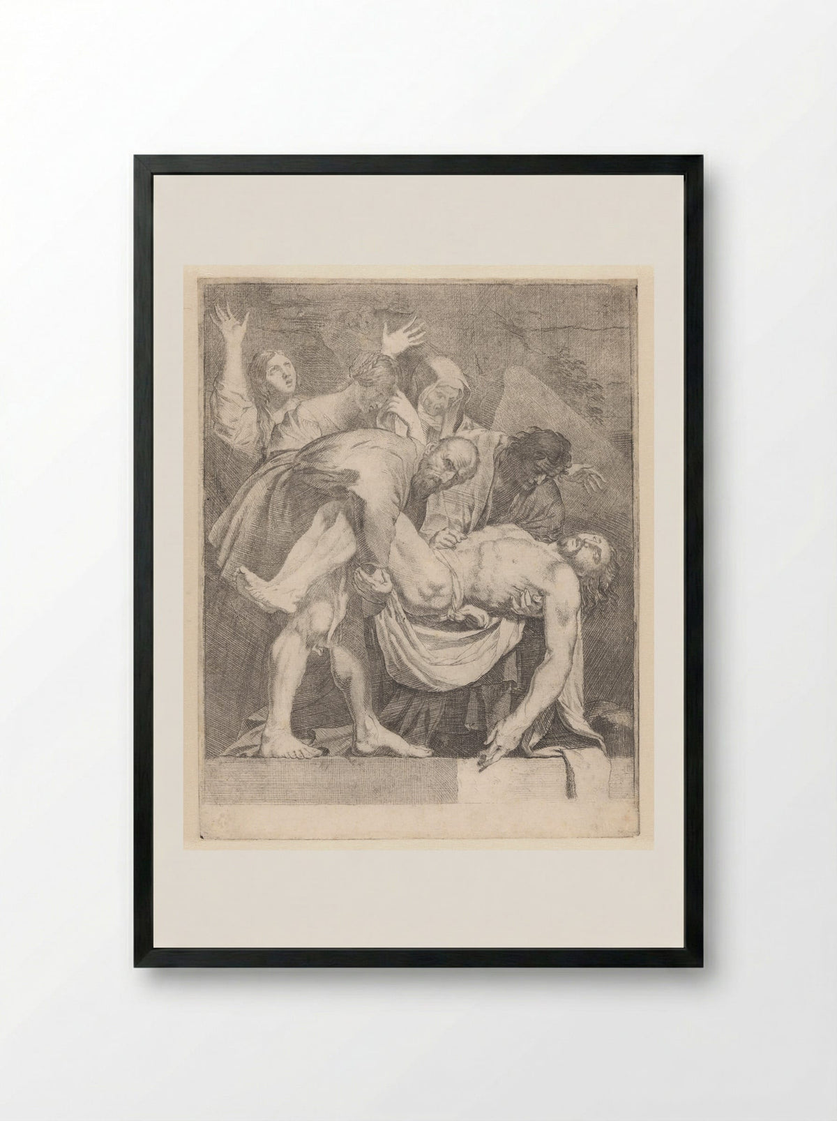 The Entombment of Christ - Dirck van Baburen - Framed Print Black