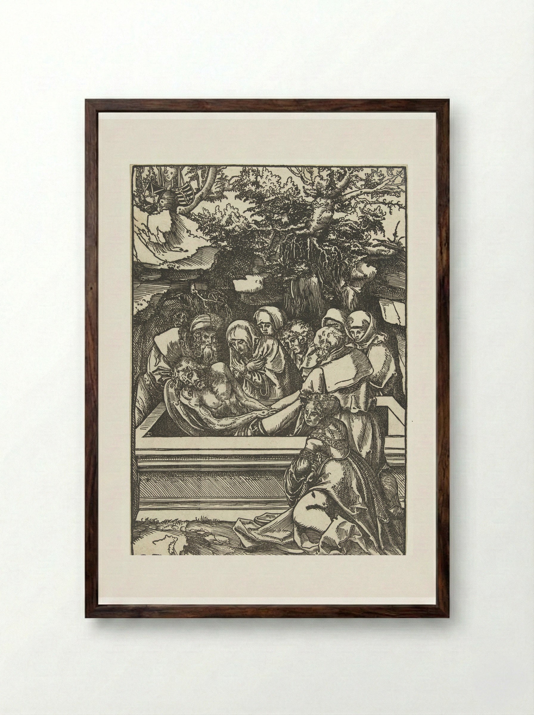 The Entombment of Christ - Lucas Cranach the Elder - Framed Print Dark Wood