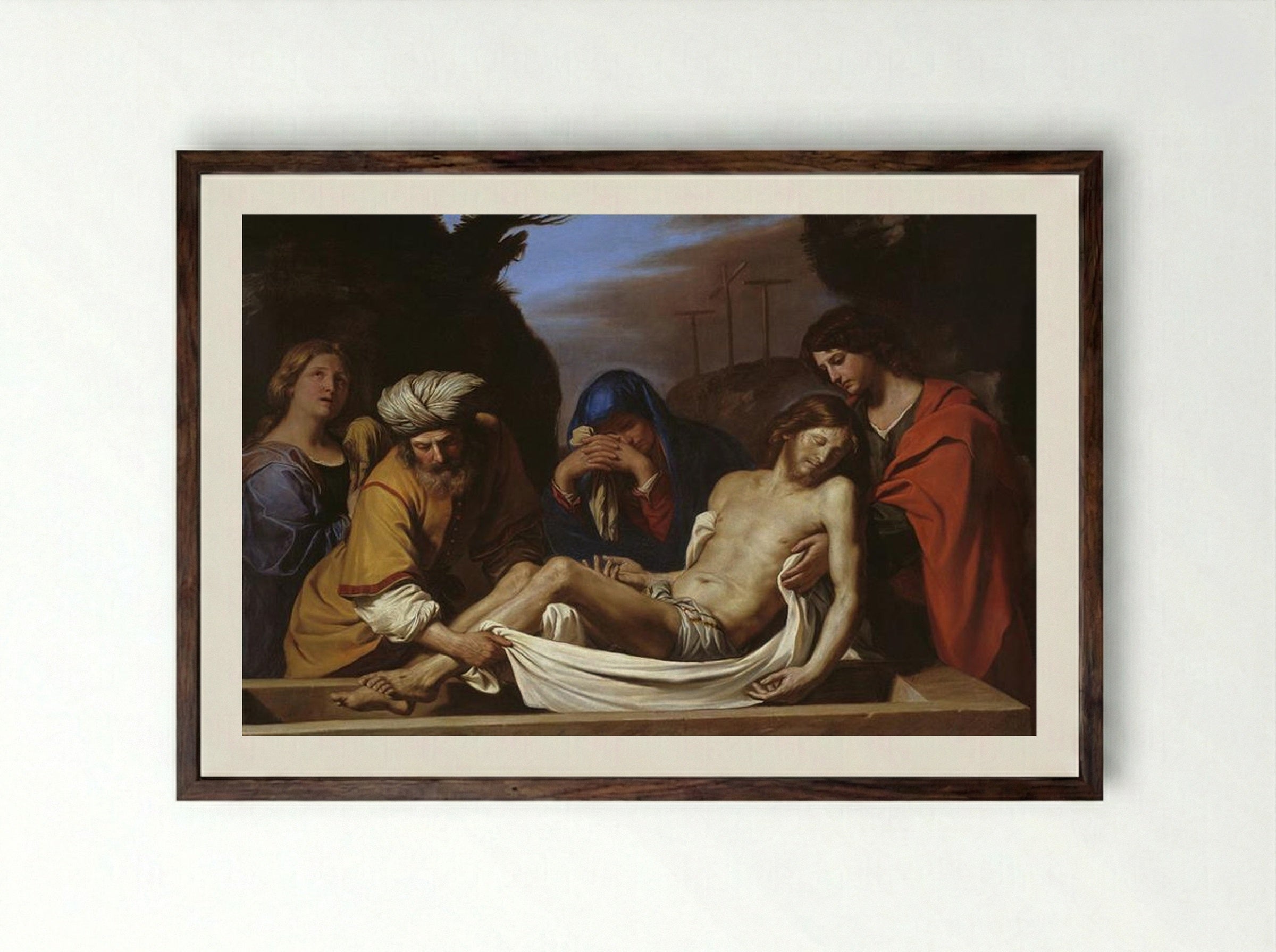 The Entombment of Christ - Guercino - Framed Print Dark Wood