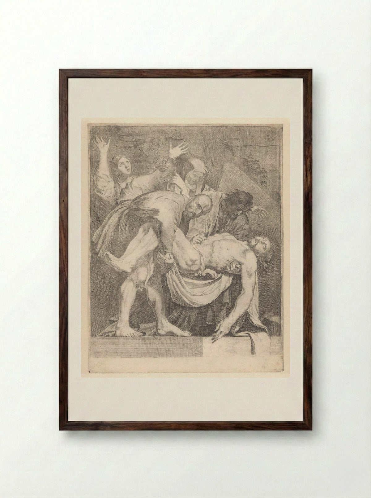 The Entombment of Christ - Dirck van Baburen - Framed Print Dark Wood