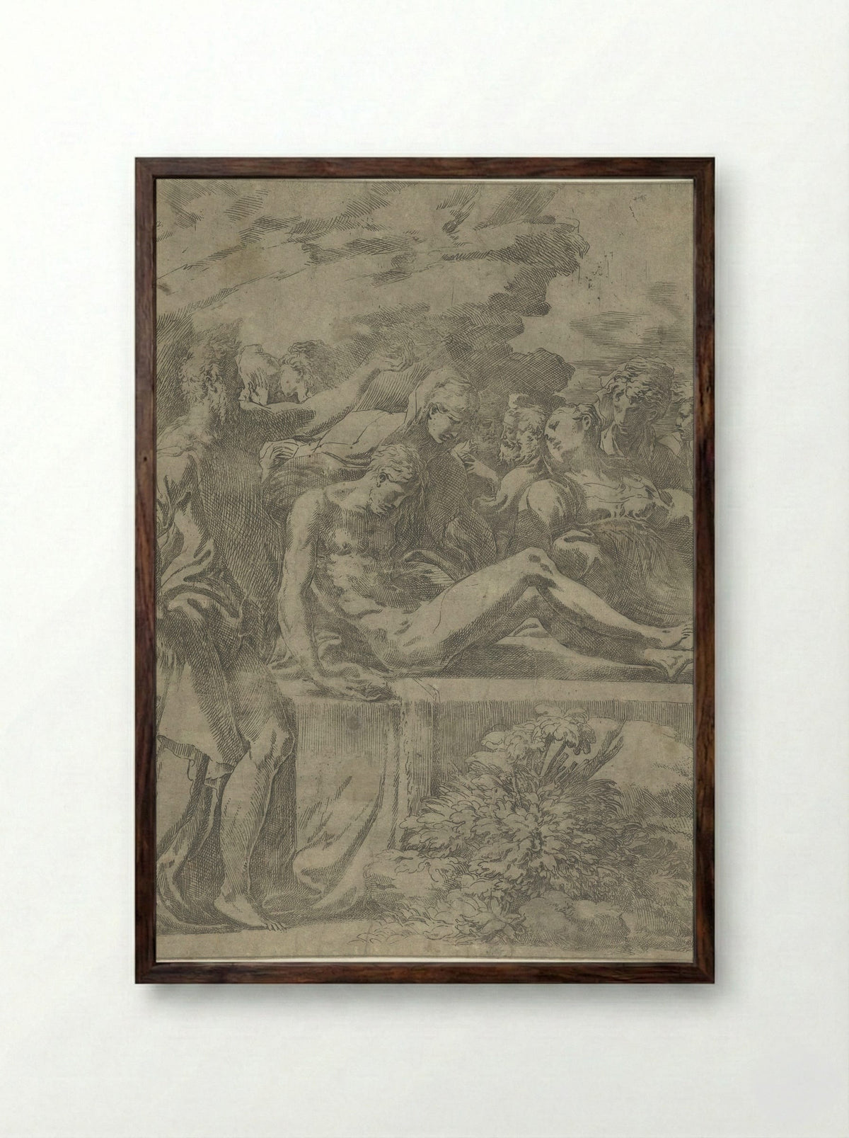 The Entombment of Christ - Parmigianino - Framed Print Dark Wood