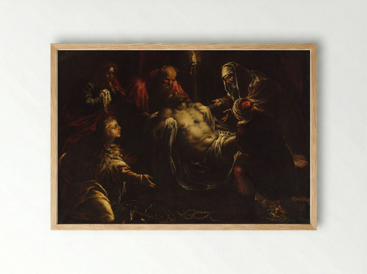 The Entombment of Christ - Jacopo Bassano - Framed Print Wood