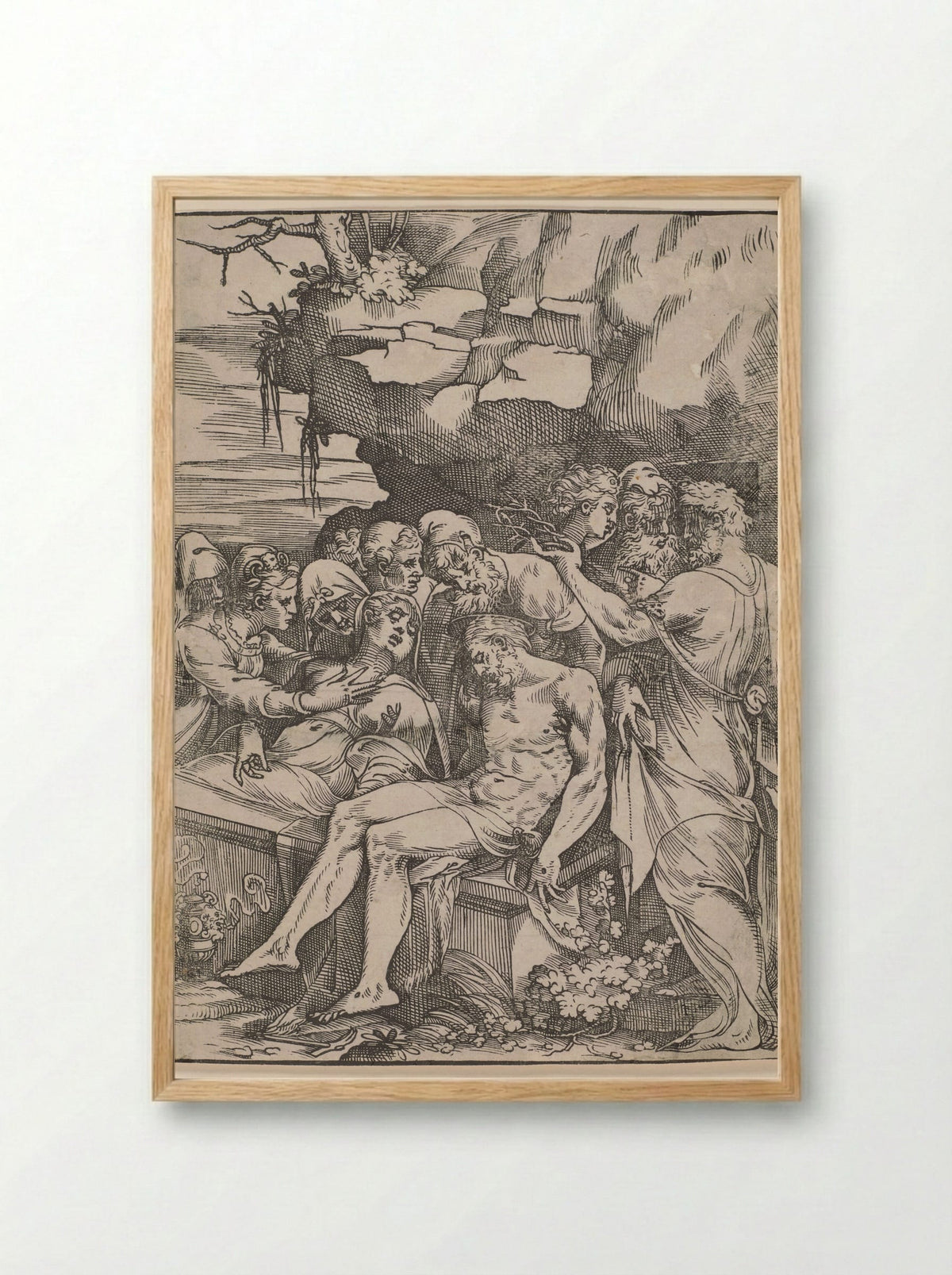 The Entombment of Christ - Andrea Schiavone - Framed Print Wood