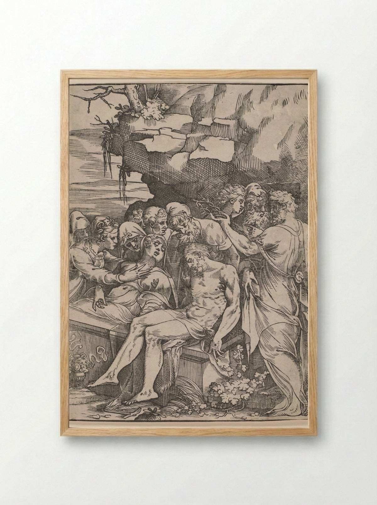 The Entombment of Christ - Andrea Schiavone - Framed Print Wood