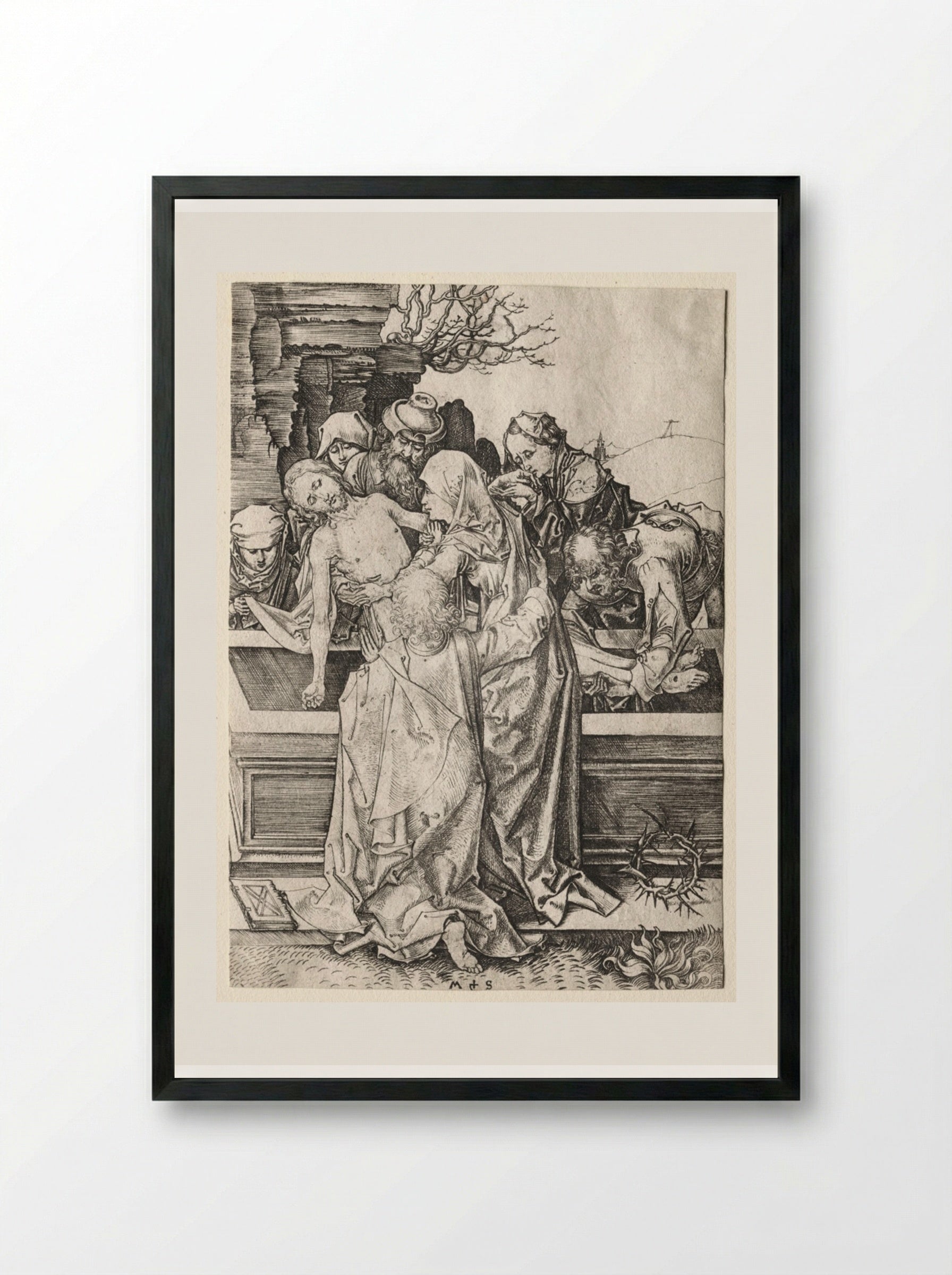 The Entombment - Martin Schongauer - Framed Print Black