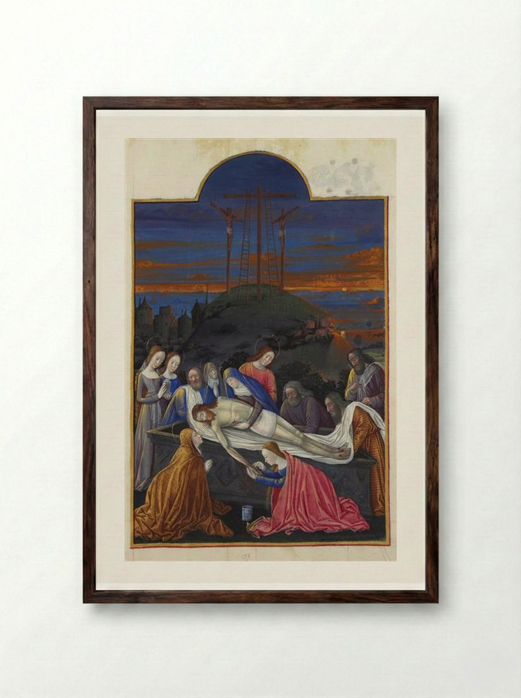 The Entombment - Limbourg brothers - Framed Print Dark Wood