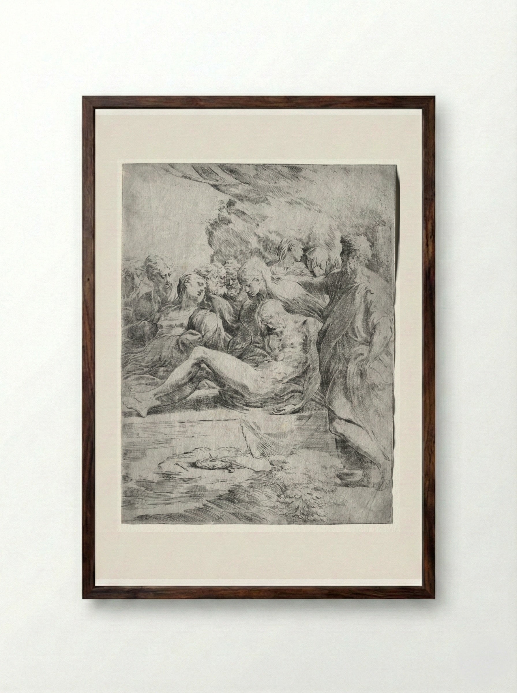 The Entombment - Parmigianino - Framed Print Dark Wood