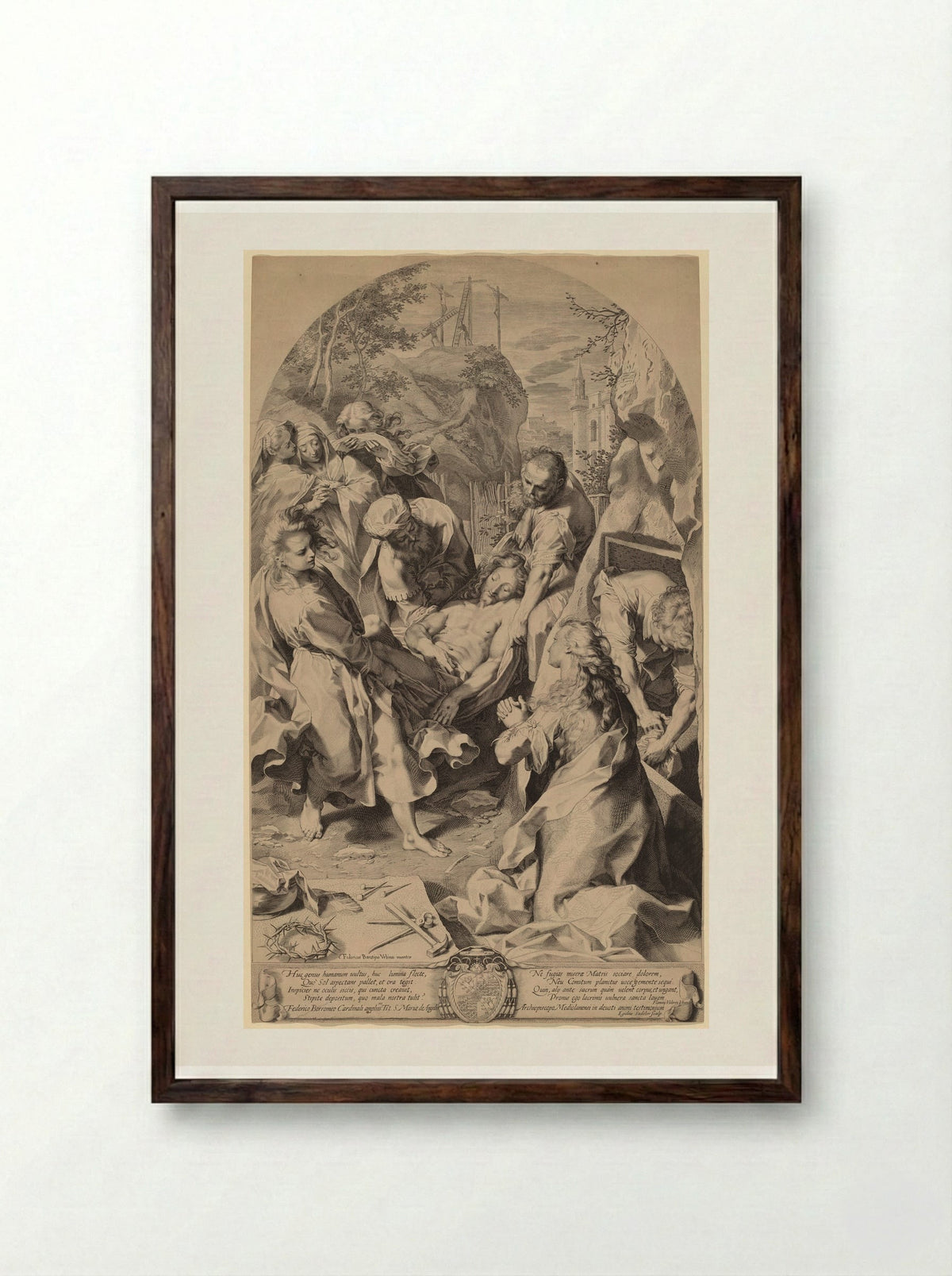 The Entombment - Aegidius Sadeler II - Framed Print Dark Wood
