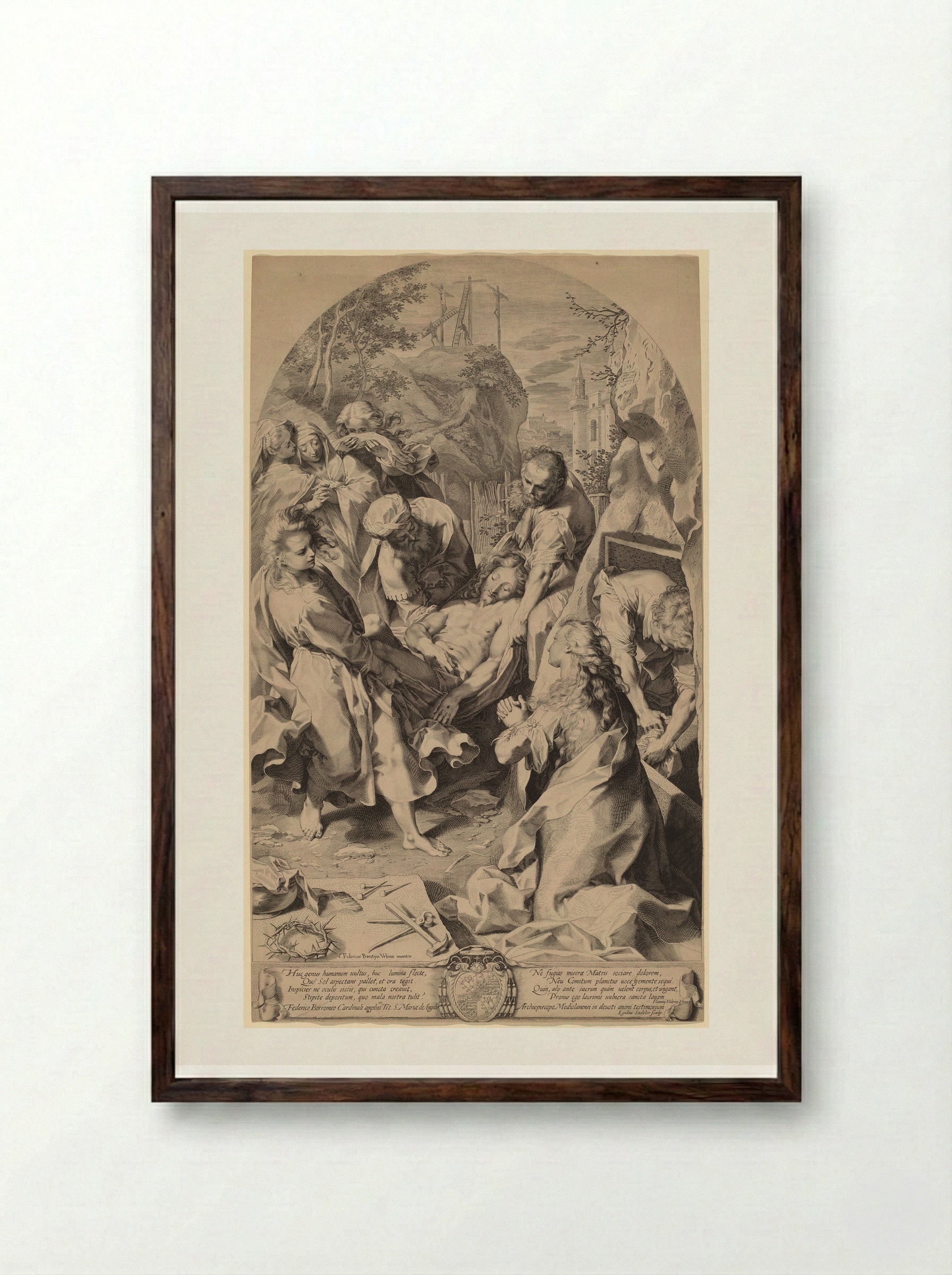 The Entombment - Aegidius Sadeler II - Framed Print Dark Wood