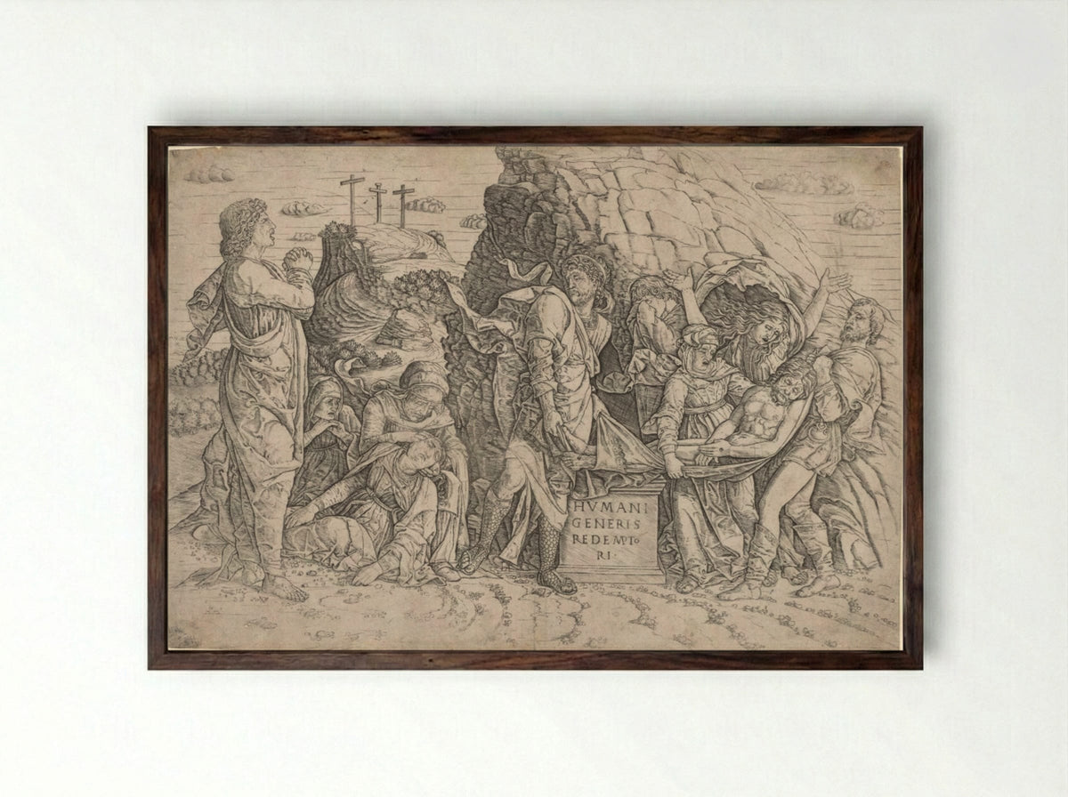 The Entombment - Giovanni Antonio da Brescia - Framed Print Dark Wood