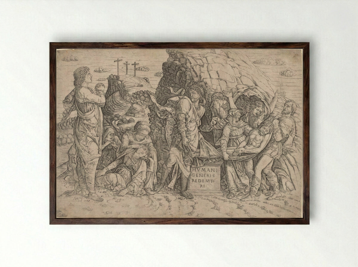 The Entombment - Giovanni Antonio da Brescia - Framed Print Dark Wood