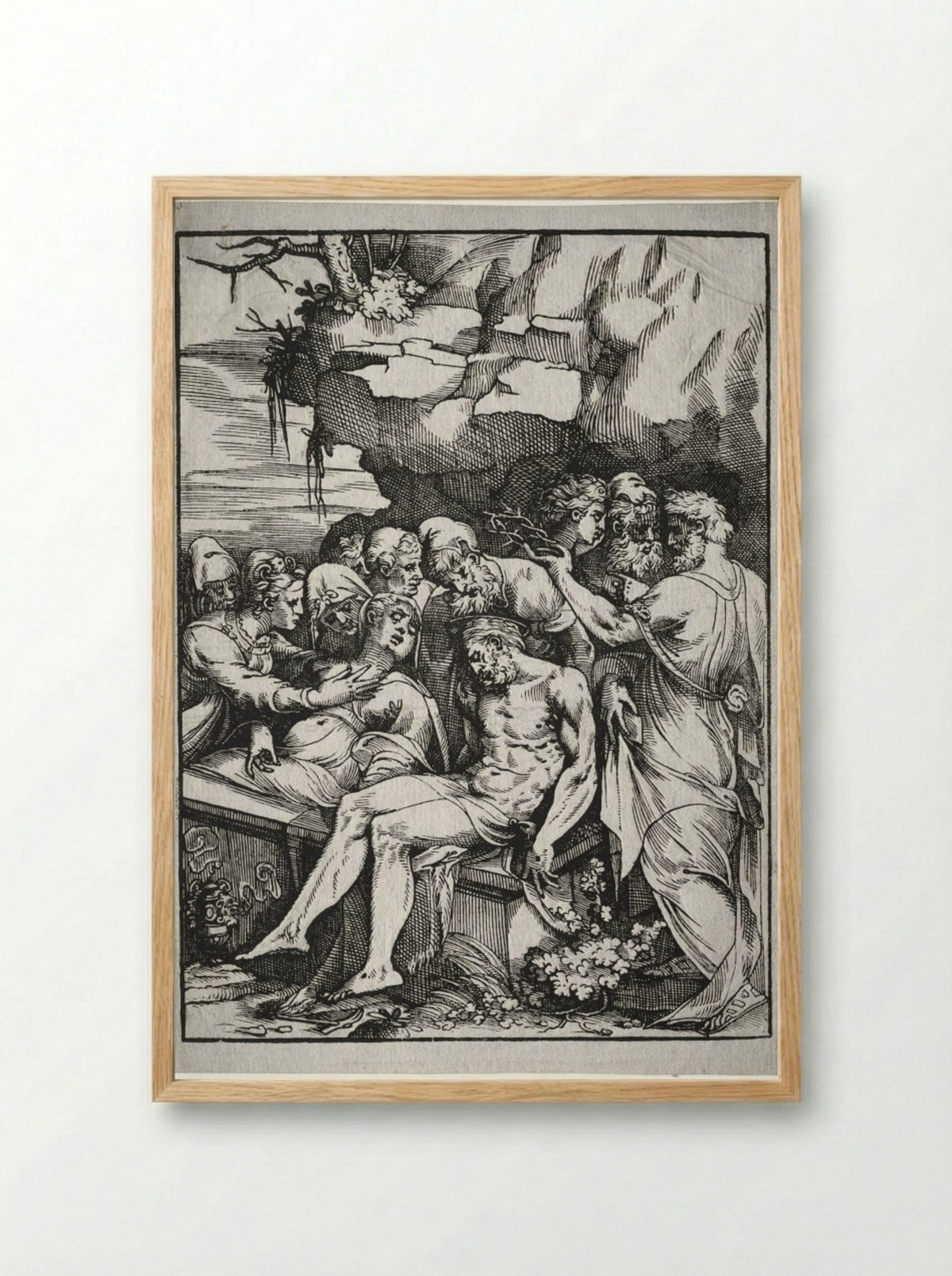 The Entombment - Andrea Schiavone - Framed Print Wood