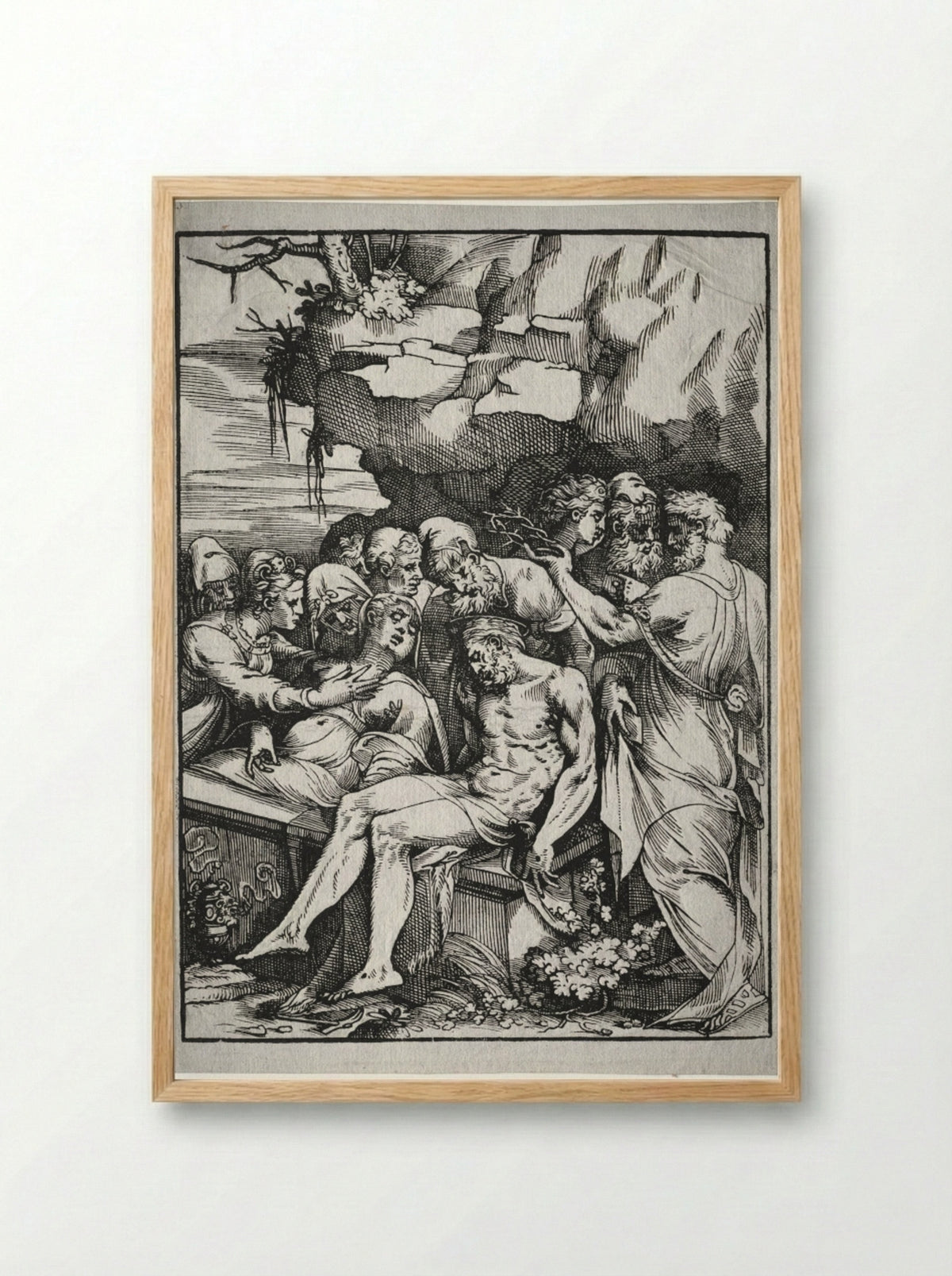 The Entombment - Andrea Schiavone - Framed Print Wood