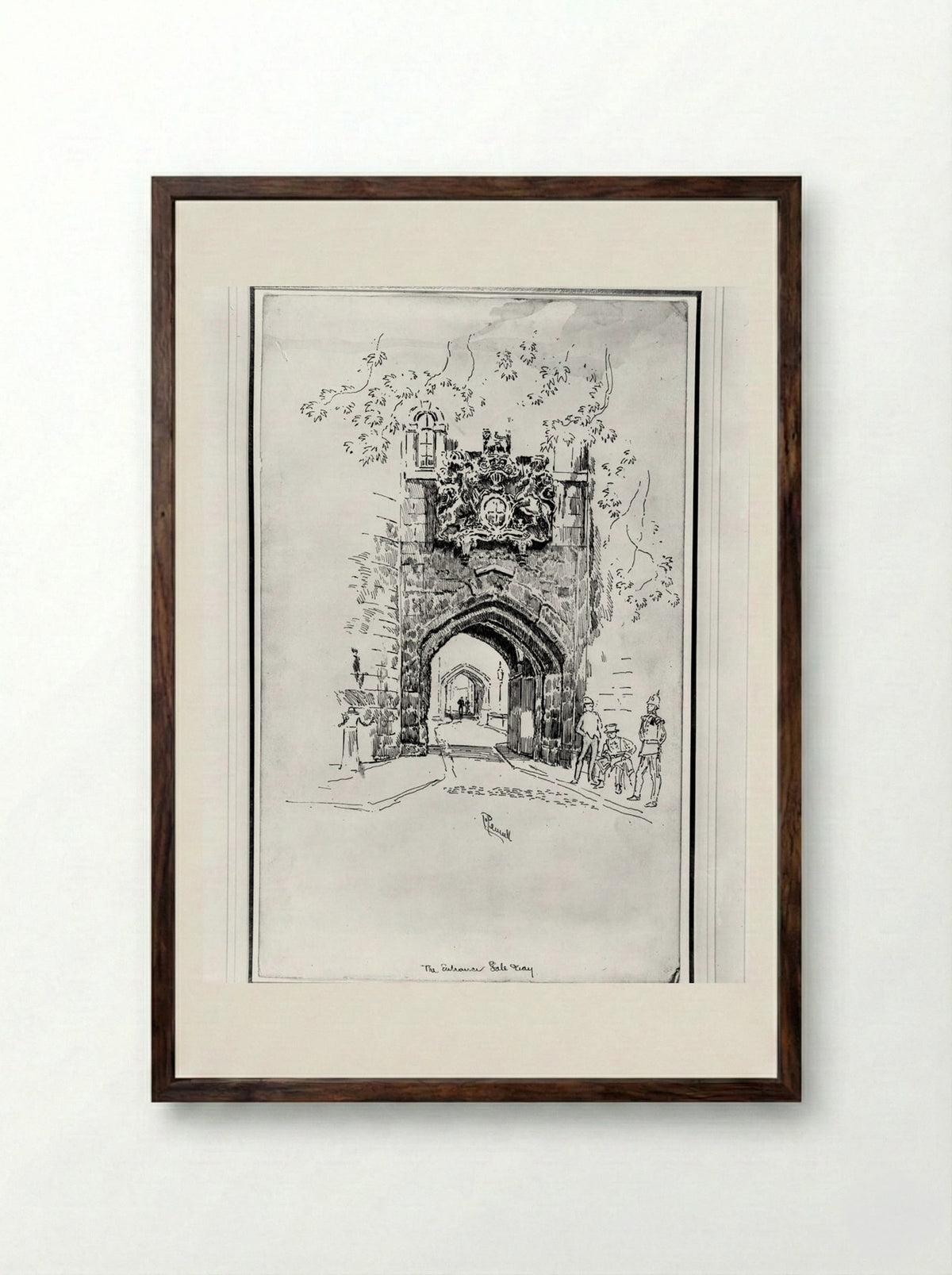 The Entrance Gate Way - Joseph Pennell - Framed Print Dark Wood