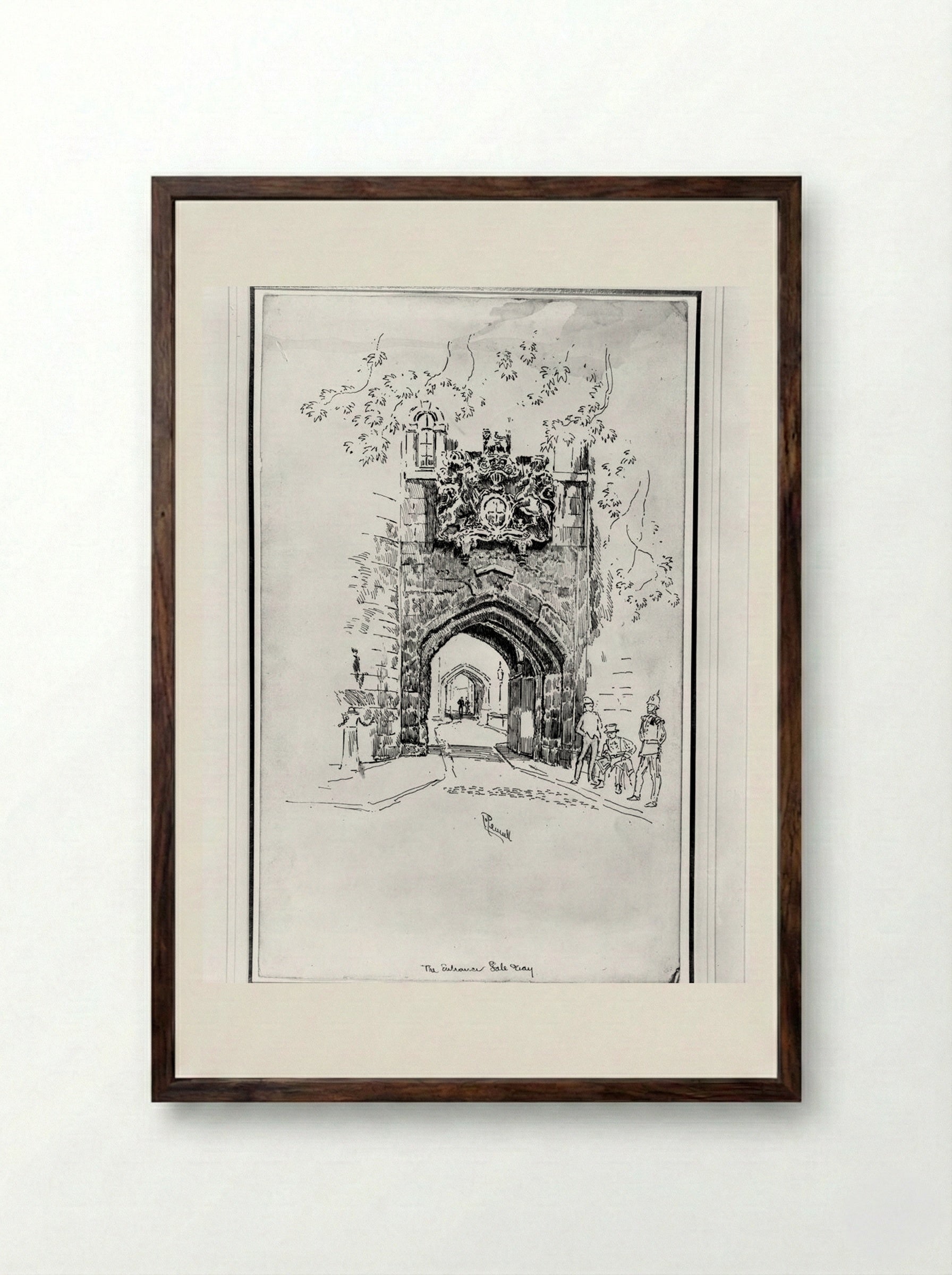 The Entrance Gate Way - Joseph Pennell - Framed Print Dark Wood
