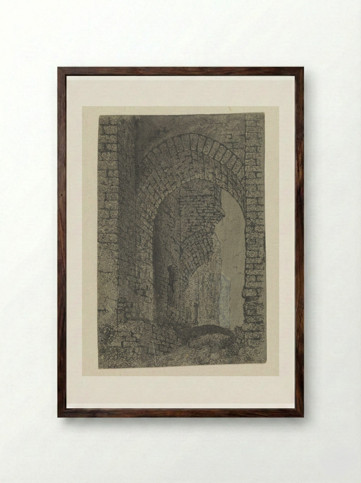 The Entrance Gate of the Ruins of Brederode Castle - Hercules Segers - Framed Print Dark Wood