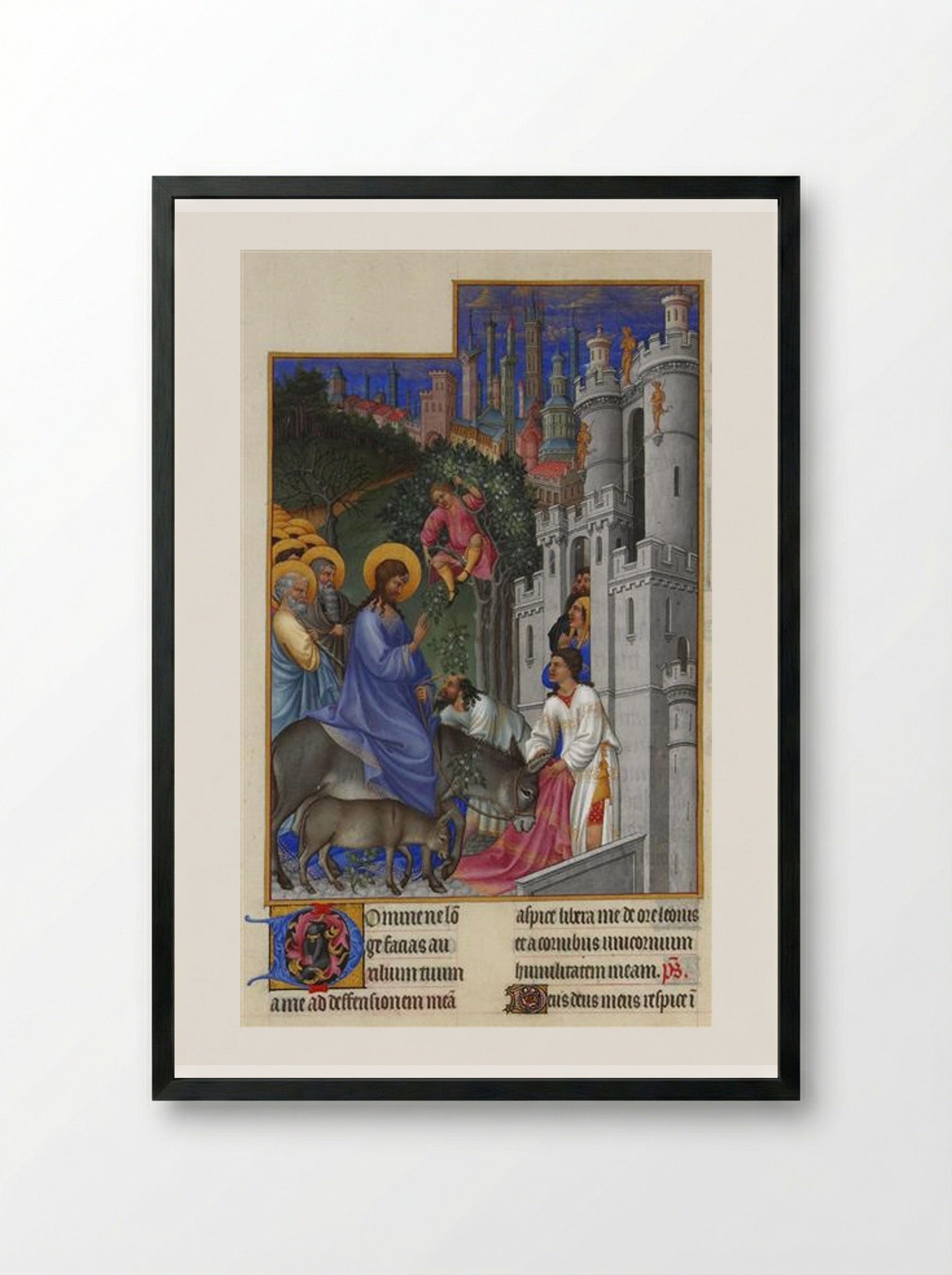 The Entry into Jerusalem - Limbourg brothers - Framed Print Black
