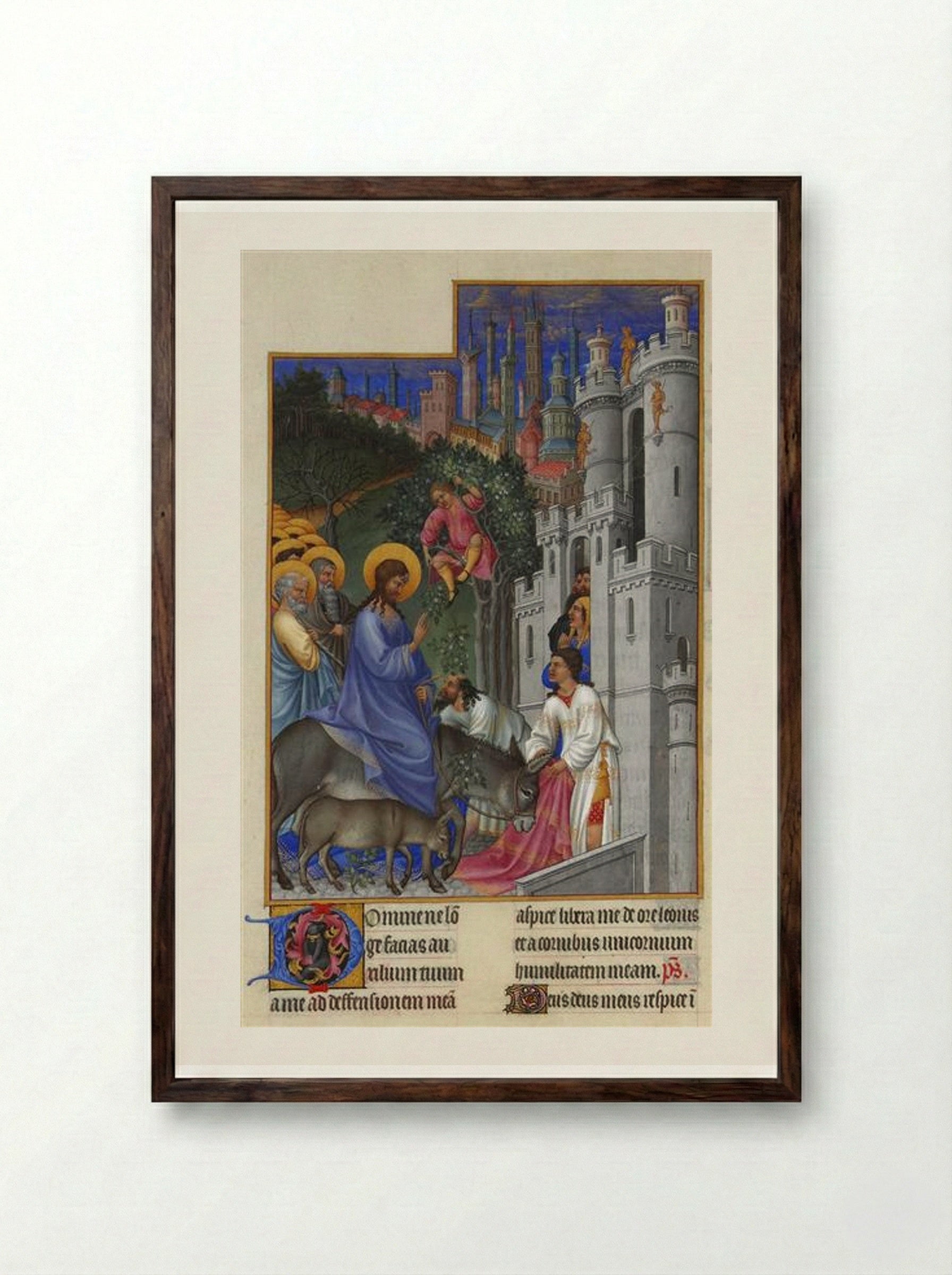 The Entry into Jerusalem - Limbourg brothers - Framed Print Dark Wood