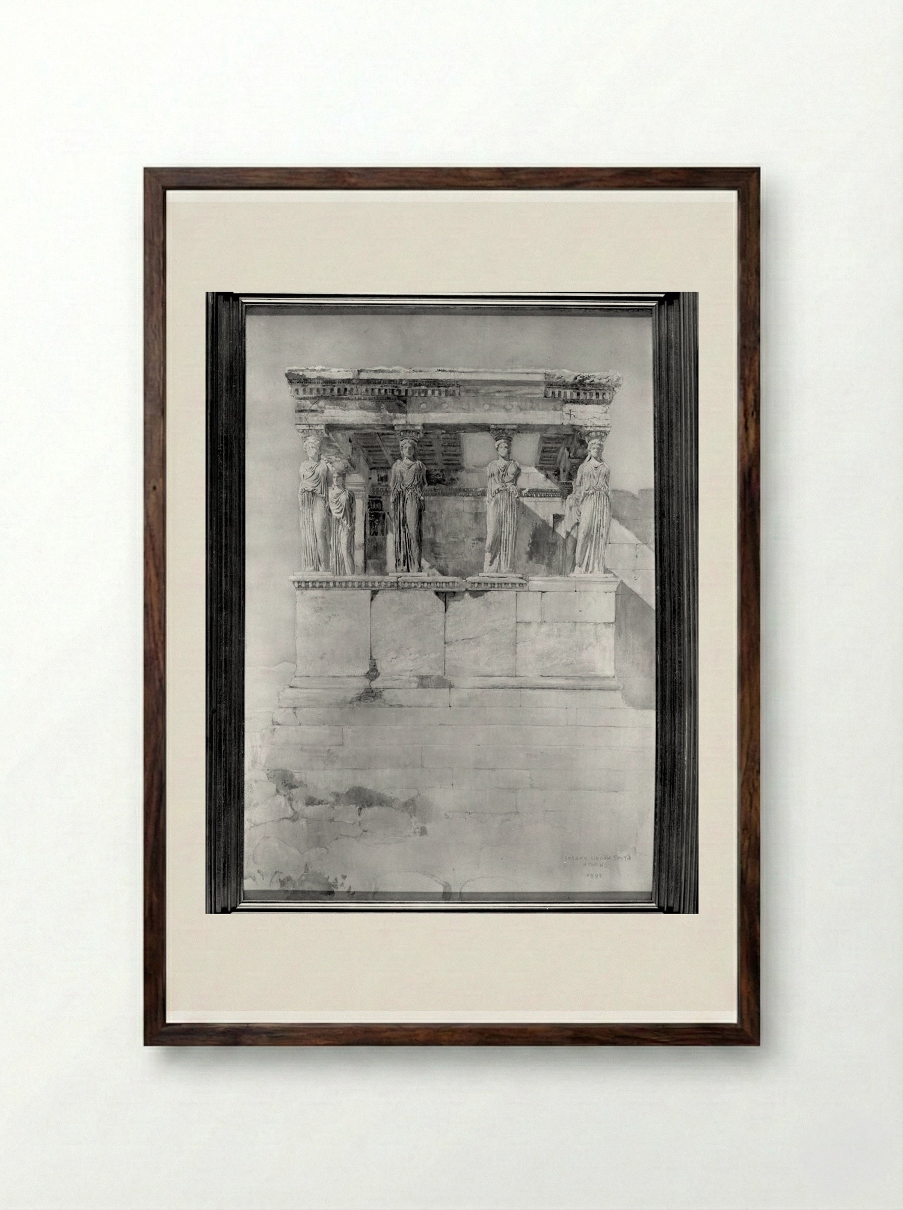 The Erechtheum, Porch of the Caryatids - Joseph Lindon Smith - Framed Print Dark Wood