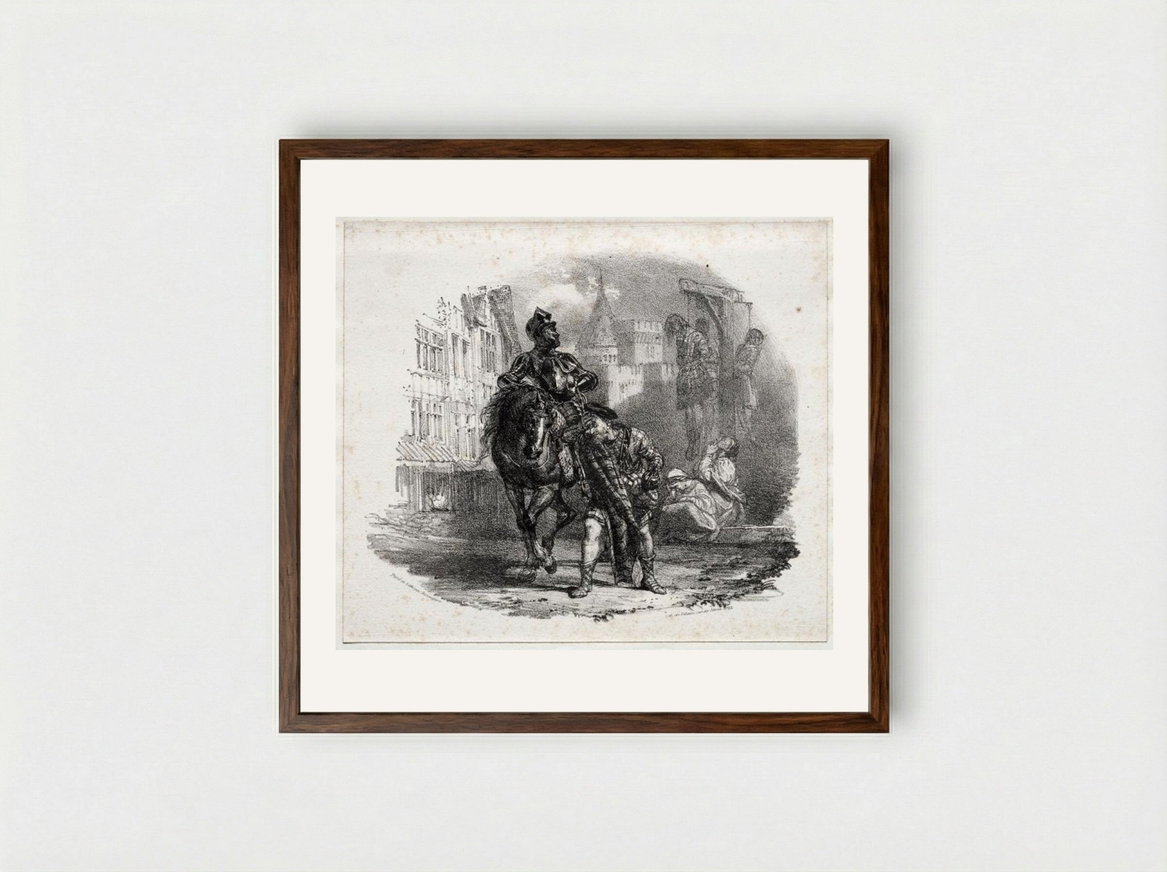 The Escape from Argyle Castle - Richard Parkes Bonington - Framed Print Dark Wood