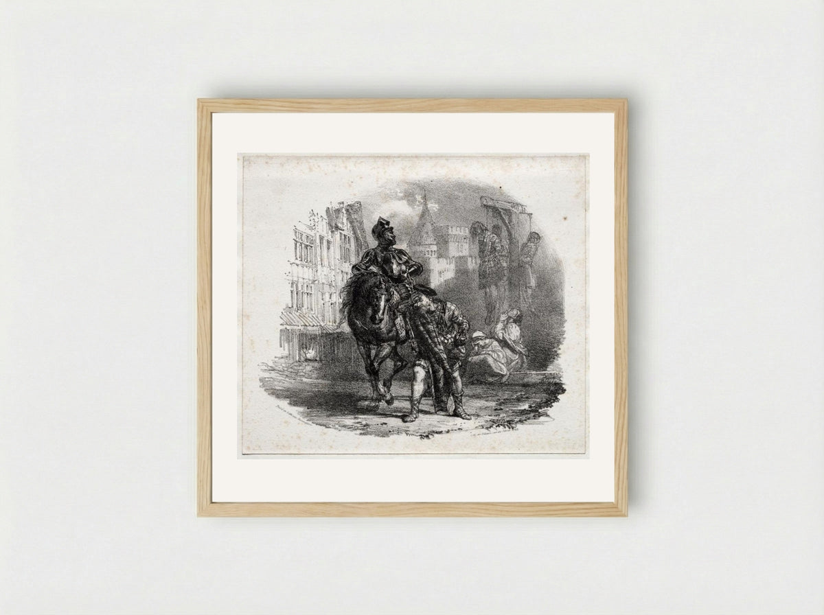 The Escape from Argyle Castle - Richard Parkes Bonington - Framed Print Wood