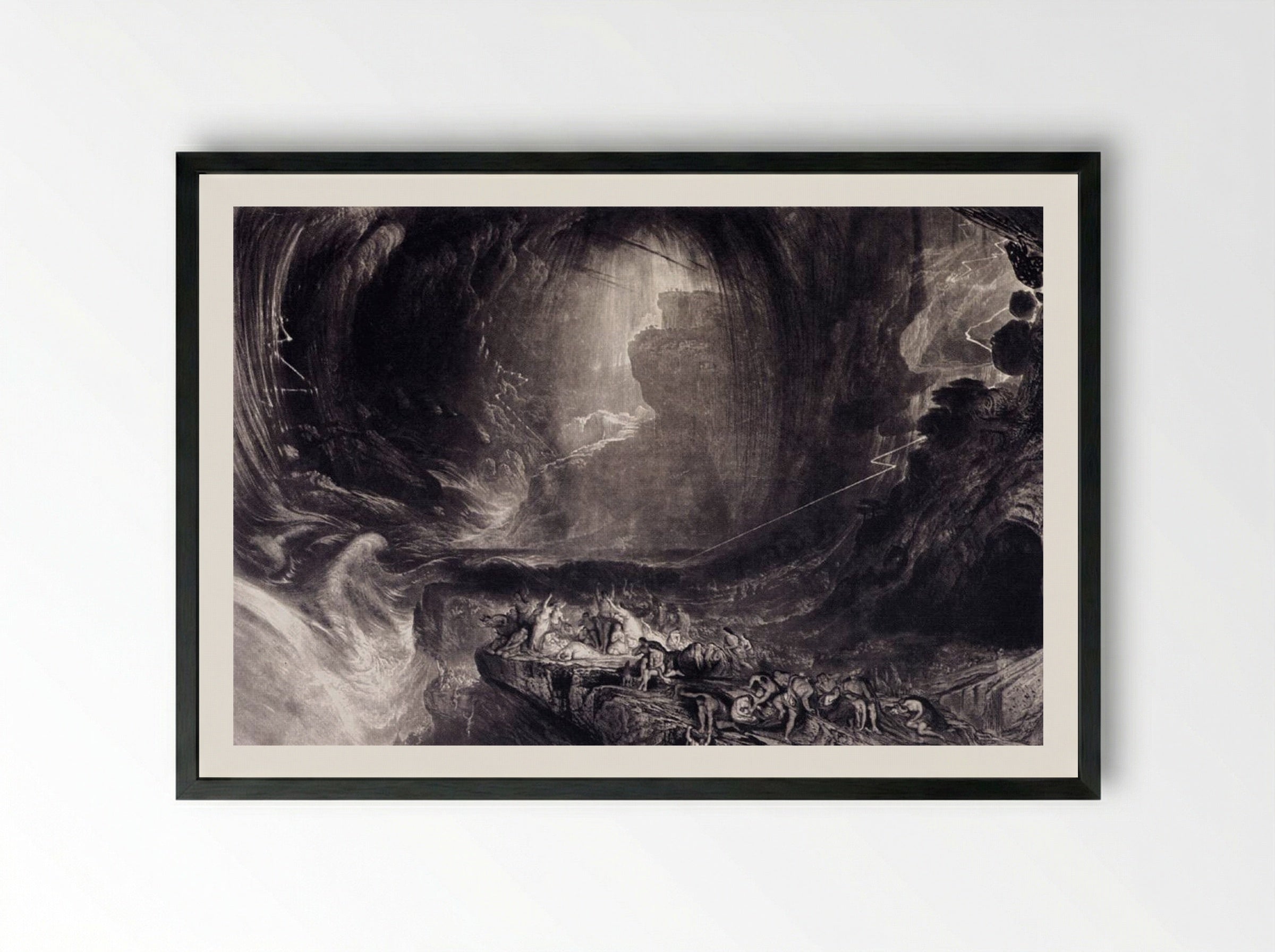 The Evening of the Deluge - John Martin - Framed Print Black