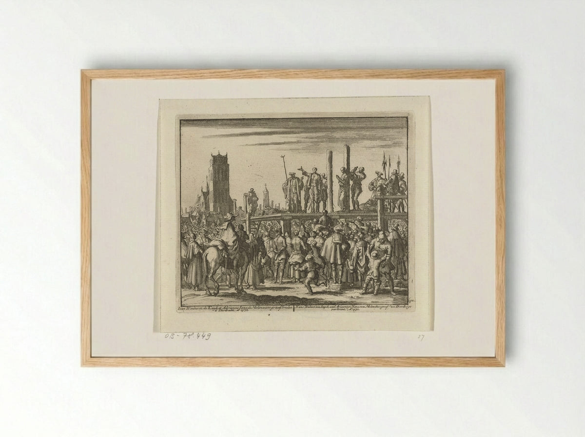The Execution of Hans Woutersz. van Kuyk and Ariaantje Jans in Dordrecht - Hans van Kuyk - Framed Print Wood