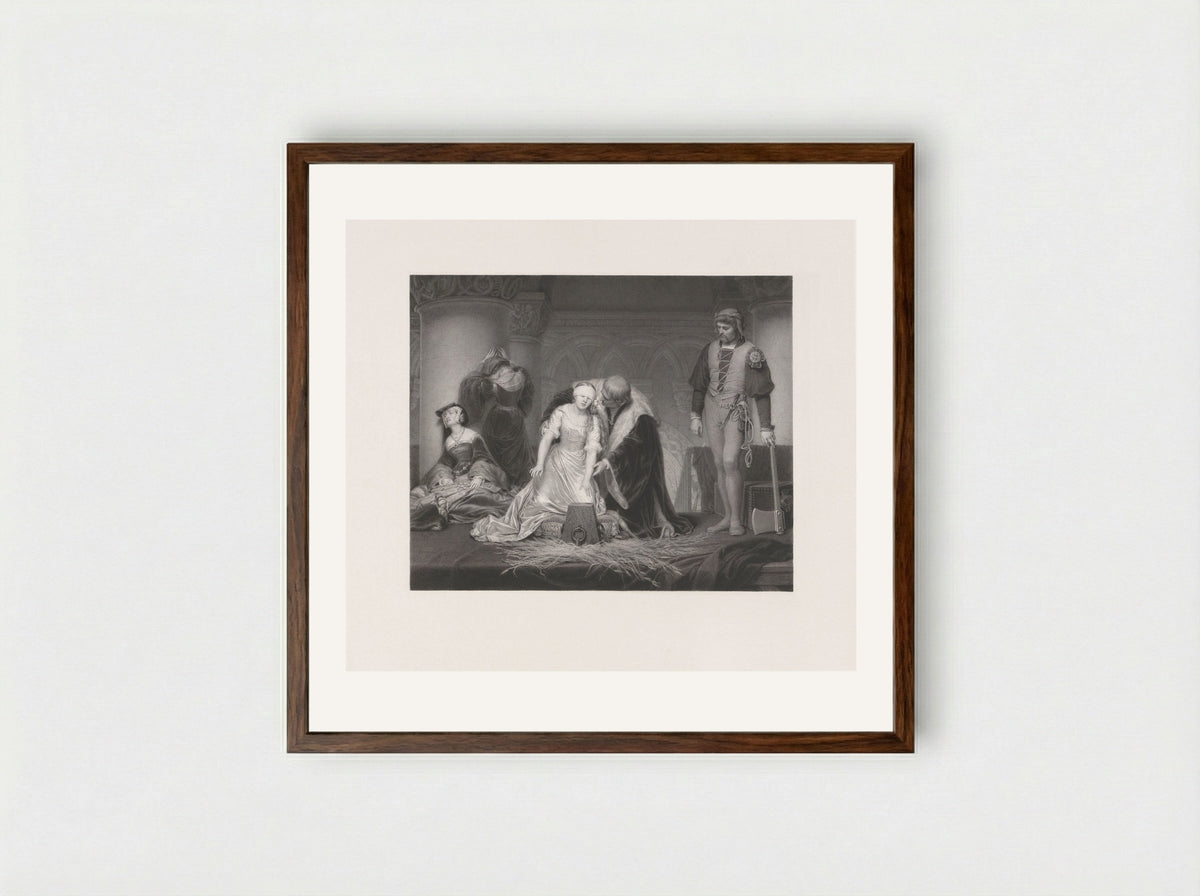 The Execution of Lady Jane Grey - Paolo Mercuri - Framed Print Dark Wood