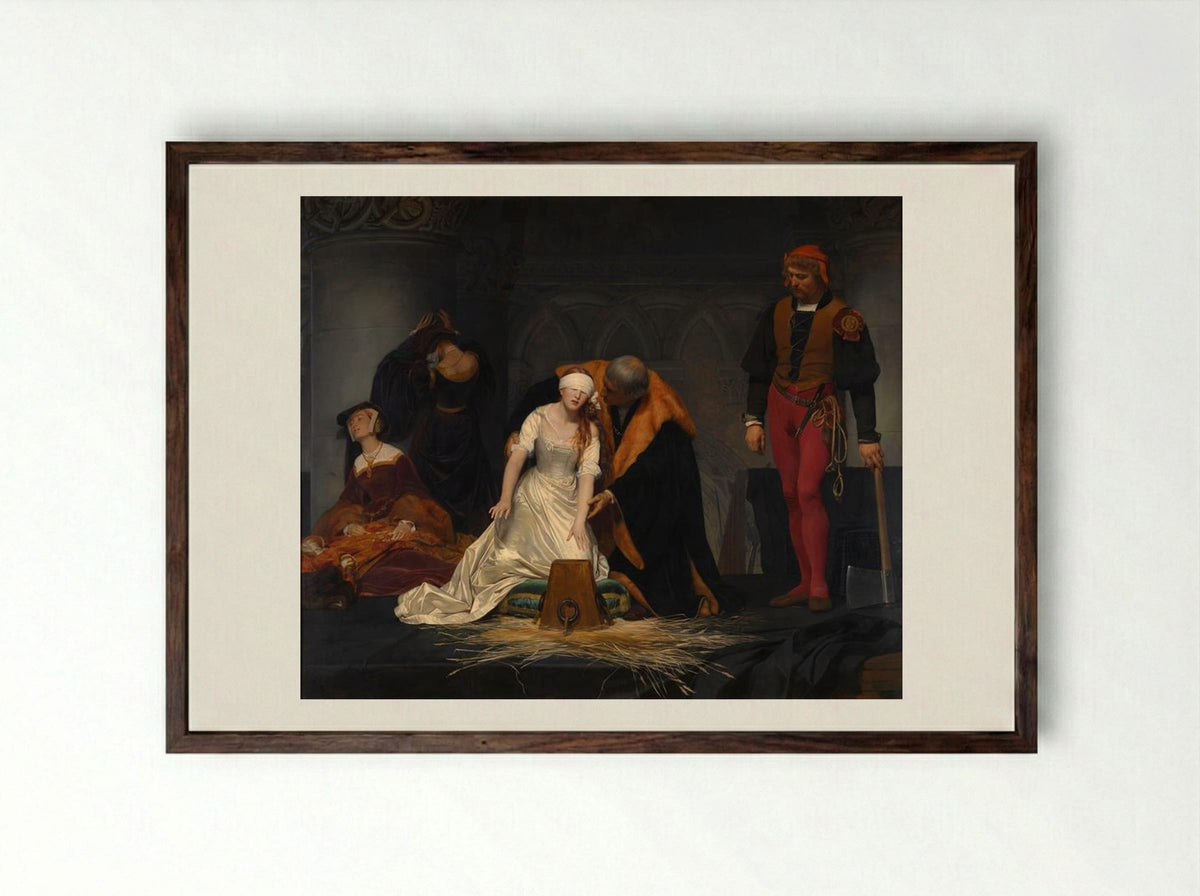 The Execution of Lady Jane Grey - Paul Delaroche - Framed Print Dark Wood
