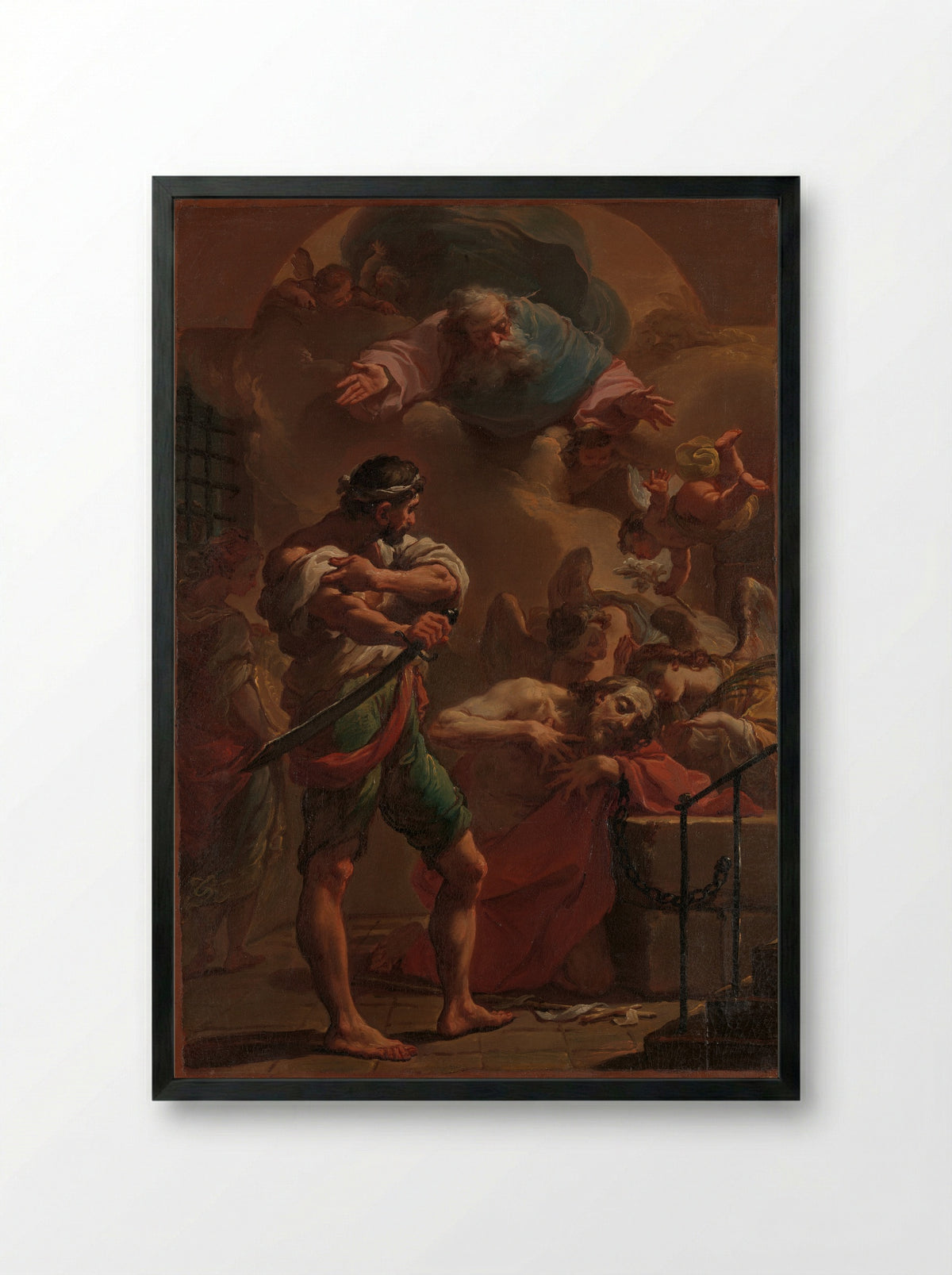 The Execution of Saint John the Baptist - Ubaldo Gandolfi - Framed Print Black