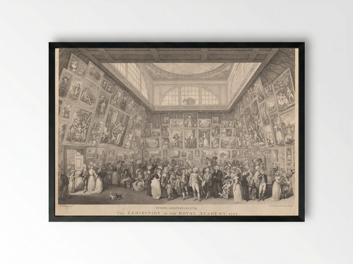 The Exhibition of the Royal Academy, 1787 - Pietro Antonio Martini - Framed Print Black
