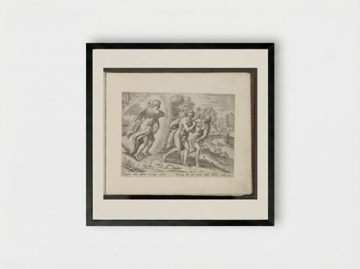 The Expulsion from Paradise - Gerard de Jode - Framed Print Black