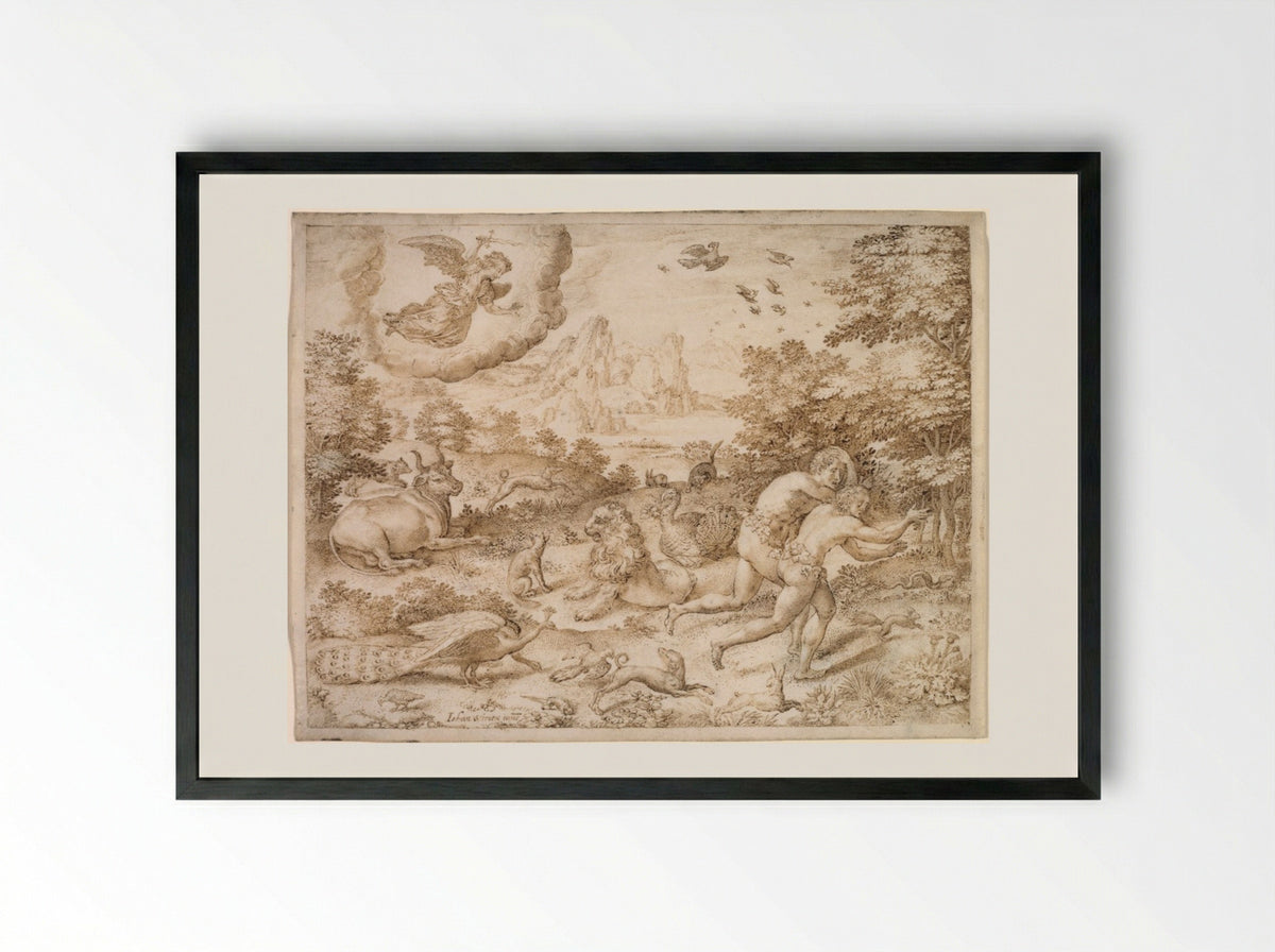 The Expulsion from Paradise - Jan Wierix - Framed Print Black