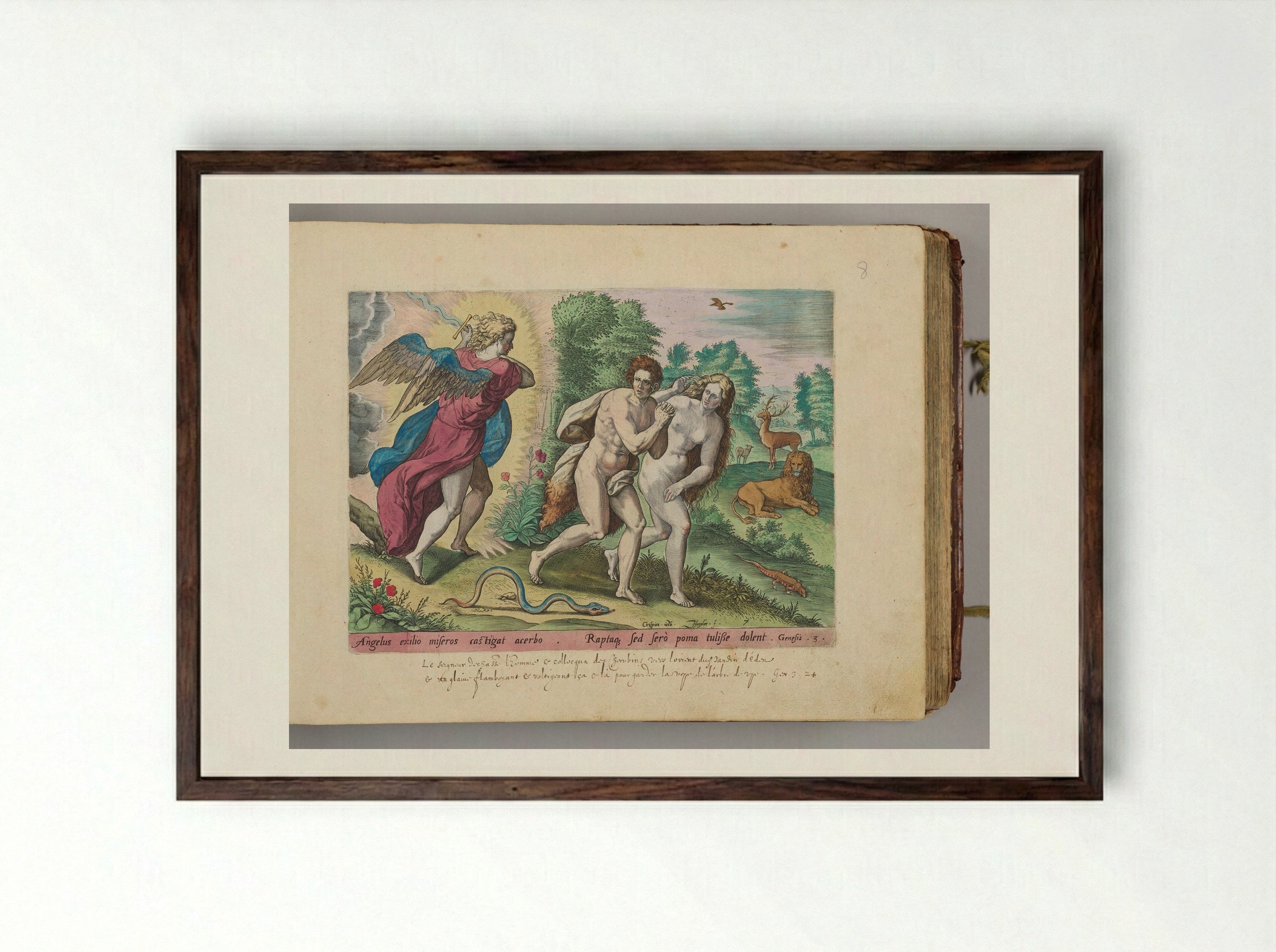 The Expulsion from Paradise - Johann Sadeler I - Framed Print Dark Wood