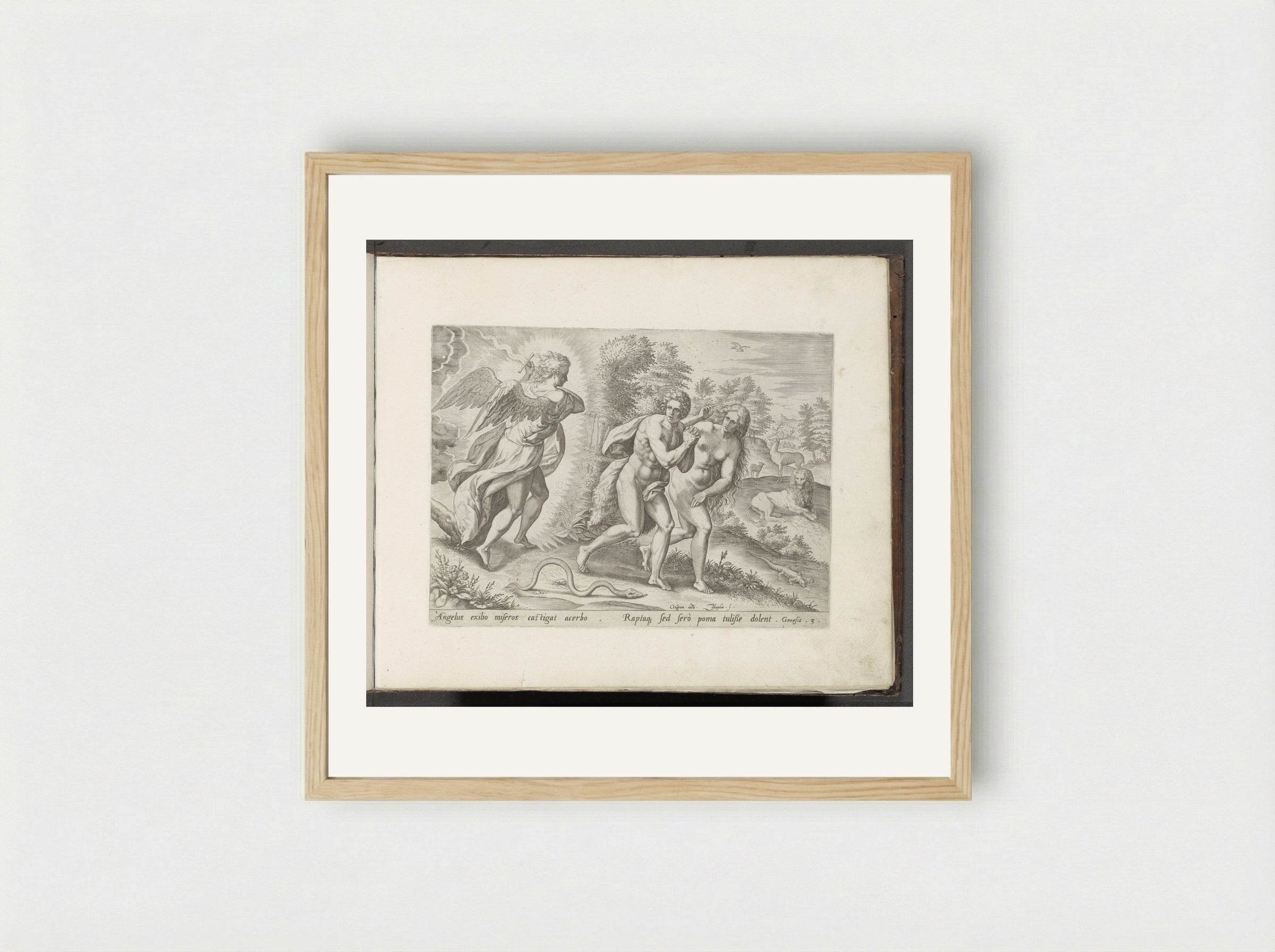 The Expulsion from Paradise - Gerard de Jode - Framed Print Wood