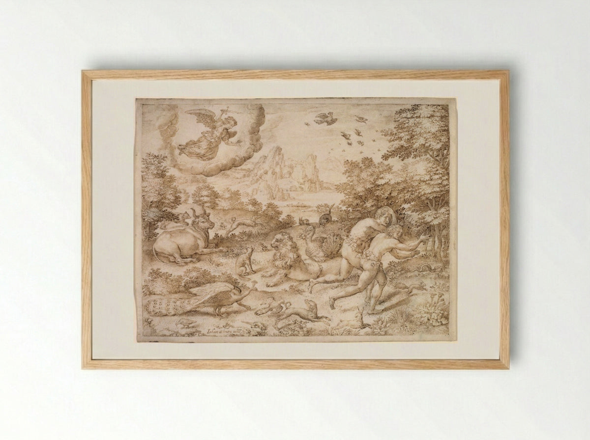 The Expulsion from Paradise - Jan Wierix - Framed Print Wood