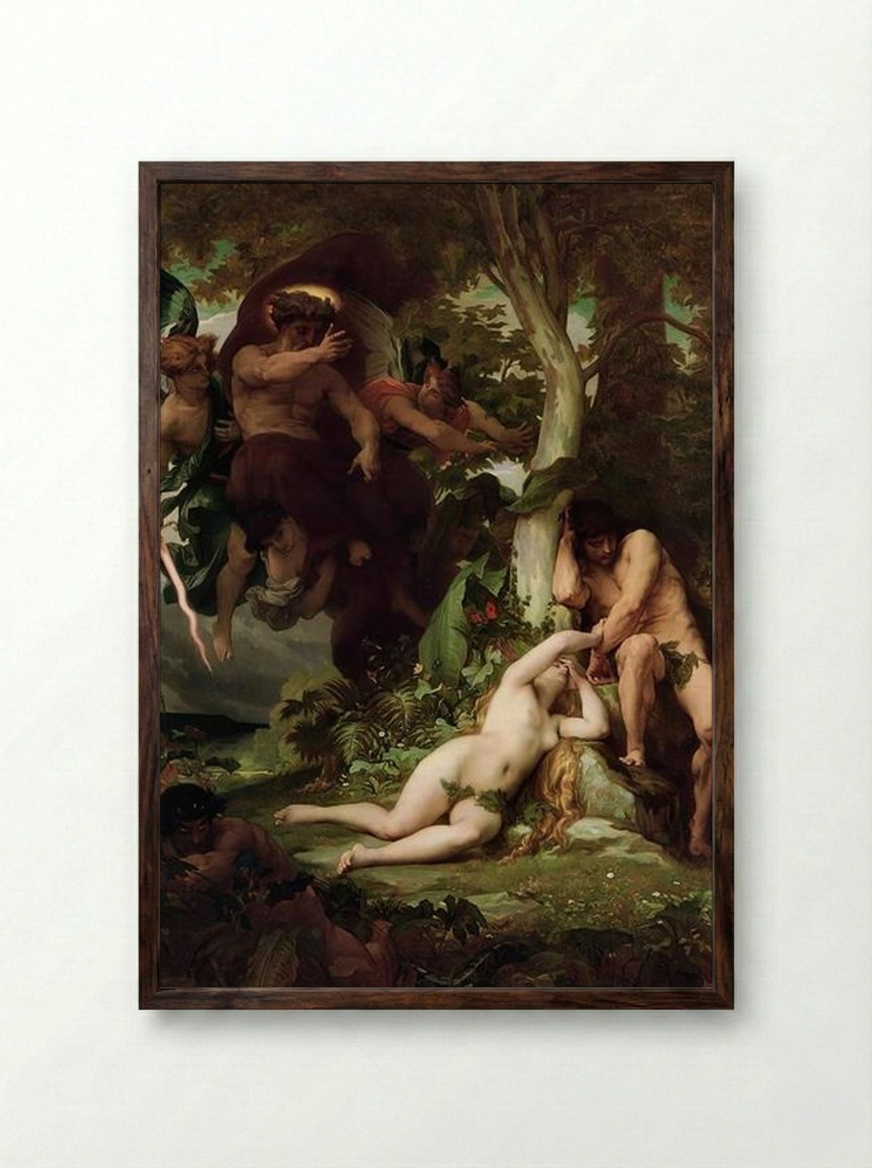 The Expulsion of Adam and Eve from the Garden of Paradise - Alexandre Cabanel - Framed Print Dark Wood
