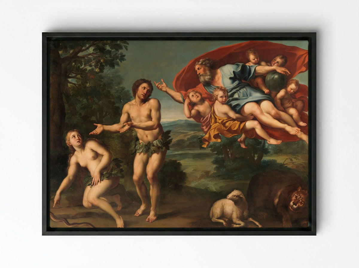 The Expulsion of Adam and Eve - Domenichino - Framed Canvas Black