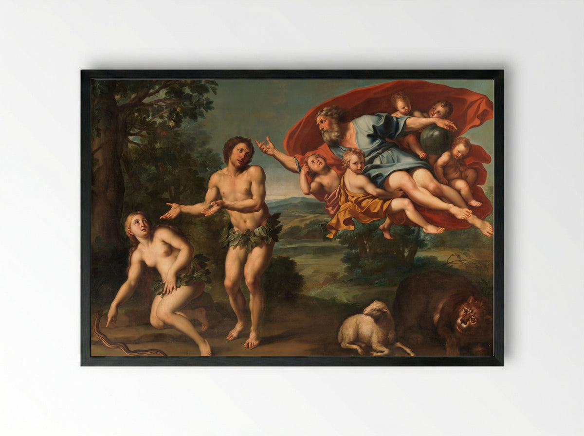 The Expulsion of Adam and Eve - Domenichino - Framed Print Black