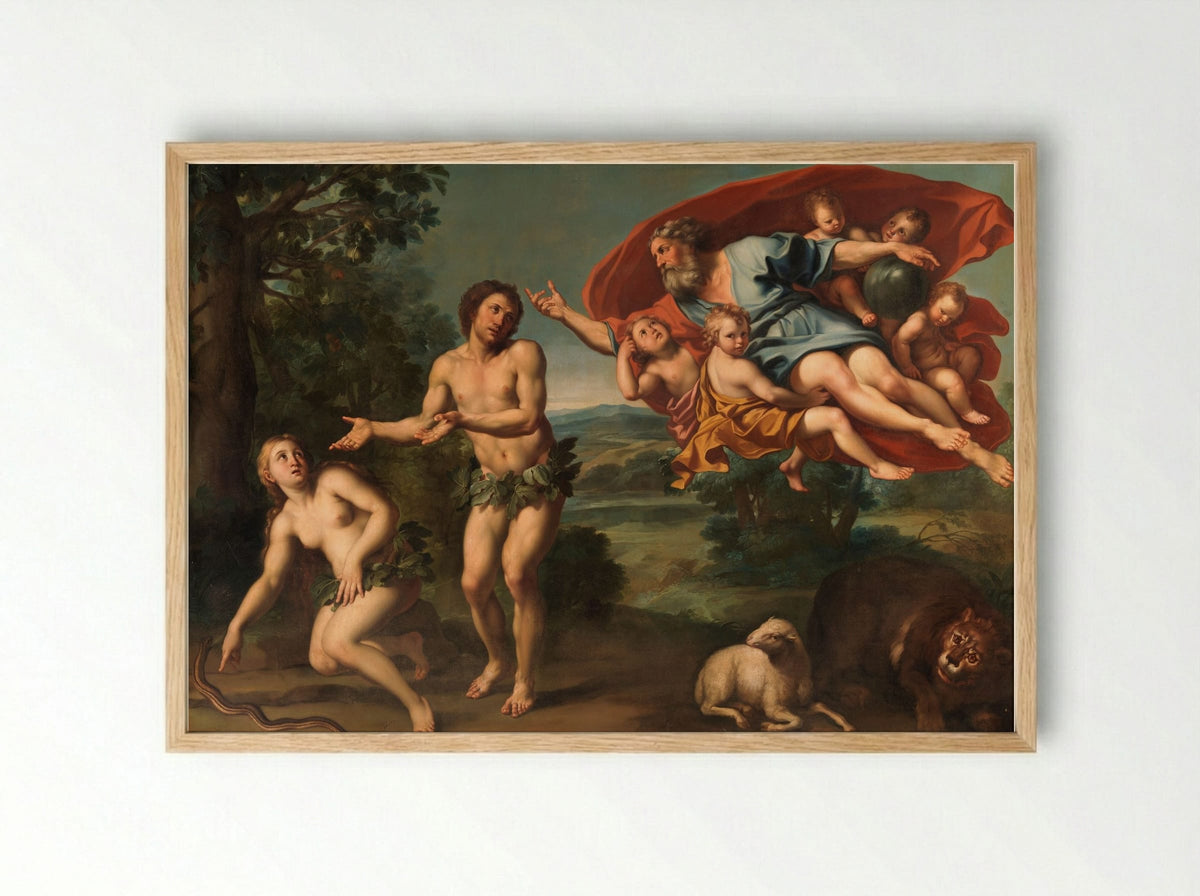 The Expulsion of Adam and Eve - Domenichino - Framed Print Wood