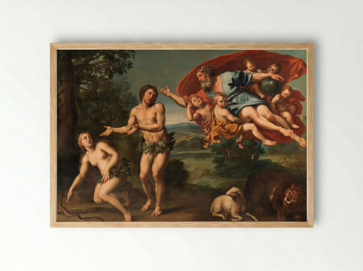 The Expulsion of Adam and Eve - Domenichino - Framed Print Wood
