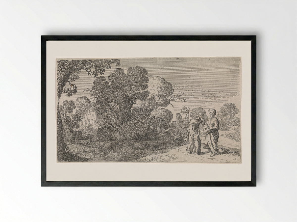 The Expulsion of Hagar and Ishmael - Nicolaes Moeyaert - Framed Print Black