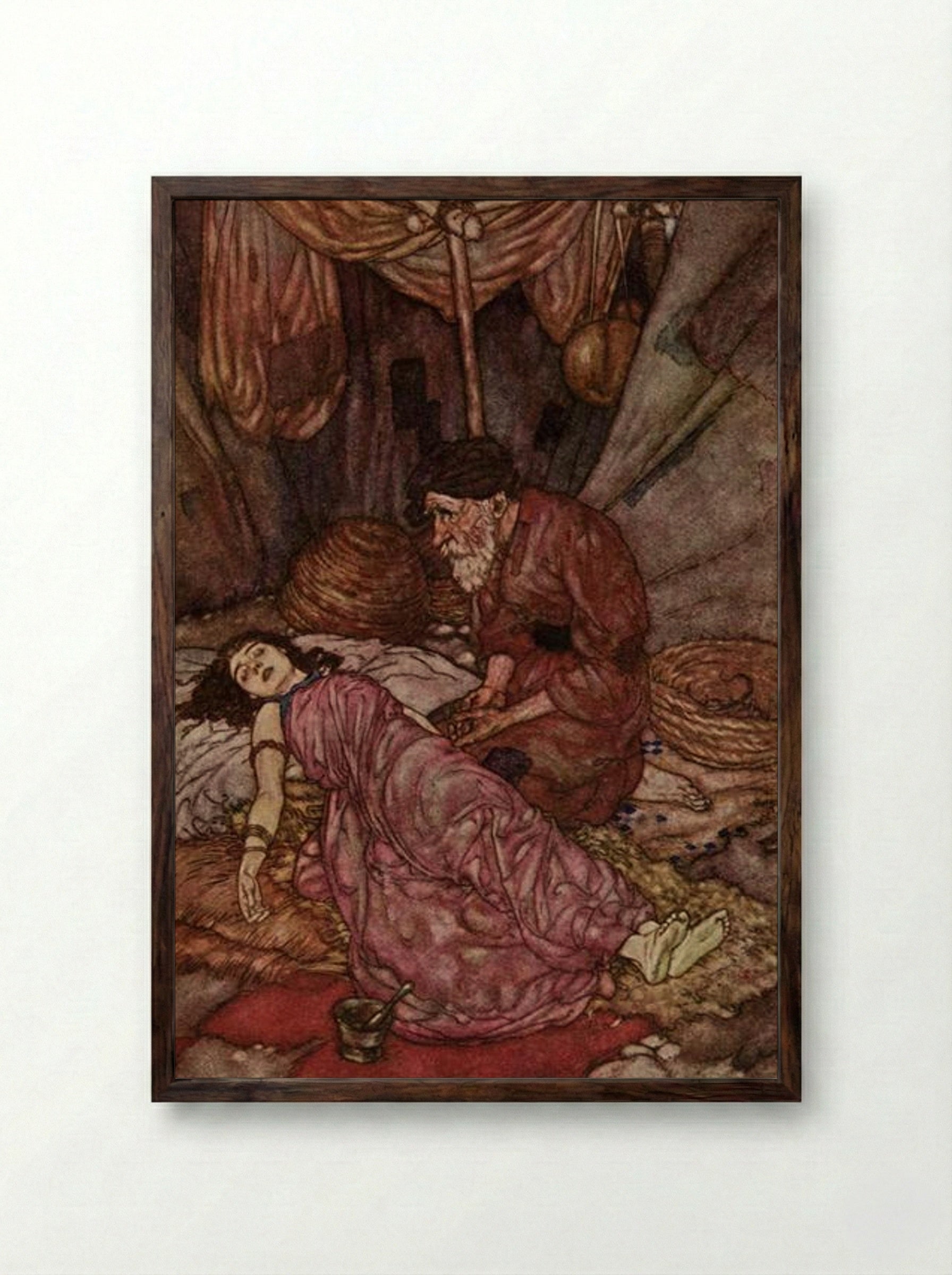 The Face of Wretched Man - Edmund Dulac - Framed Print Dark Wood