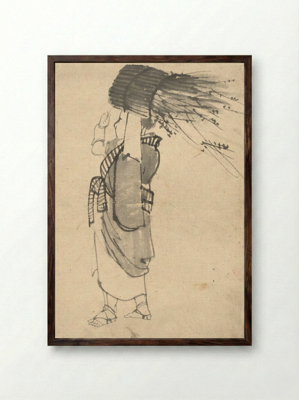 The Faggot Bearer - Kono Bairei - Framed Print Dark Wood