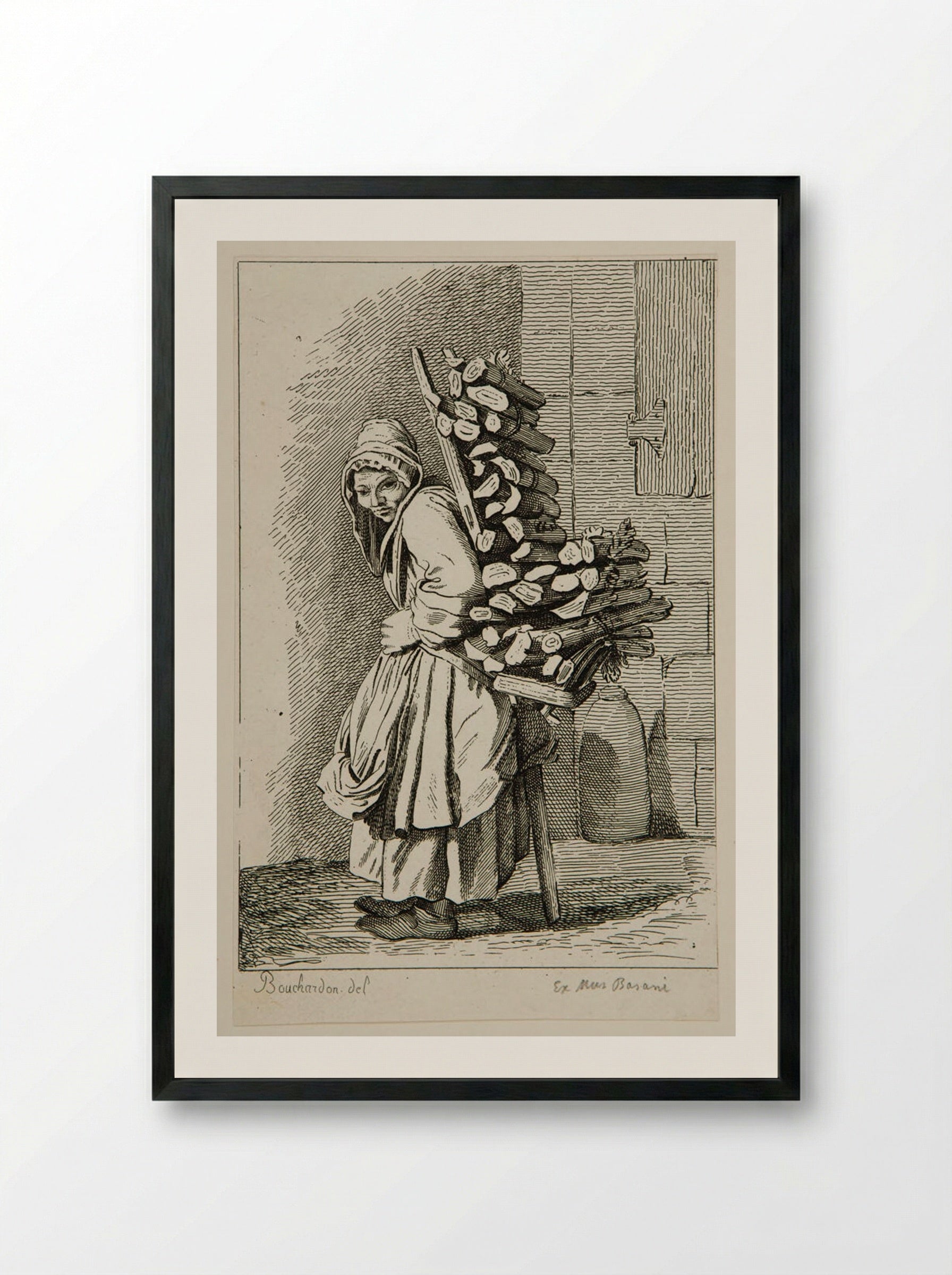 The Faggot Seller - Anne Claude Philippe de Tubières, comte de Caylus - Framed Print Black