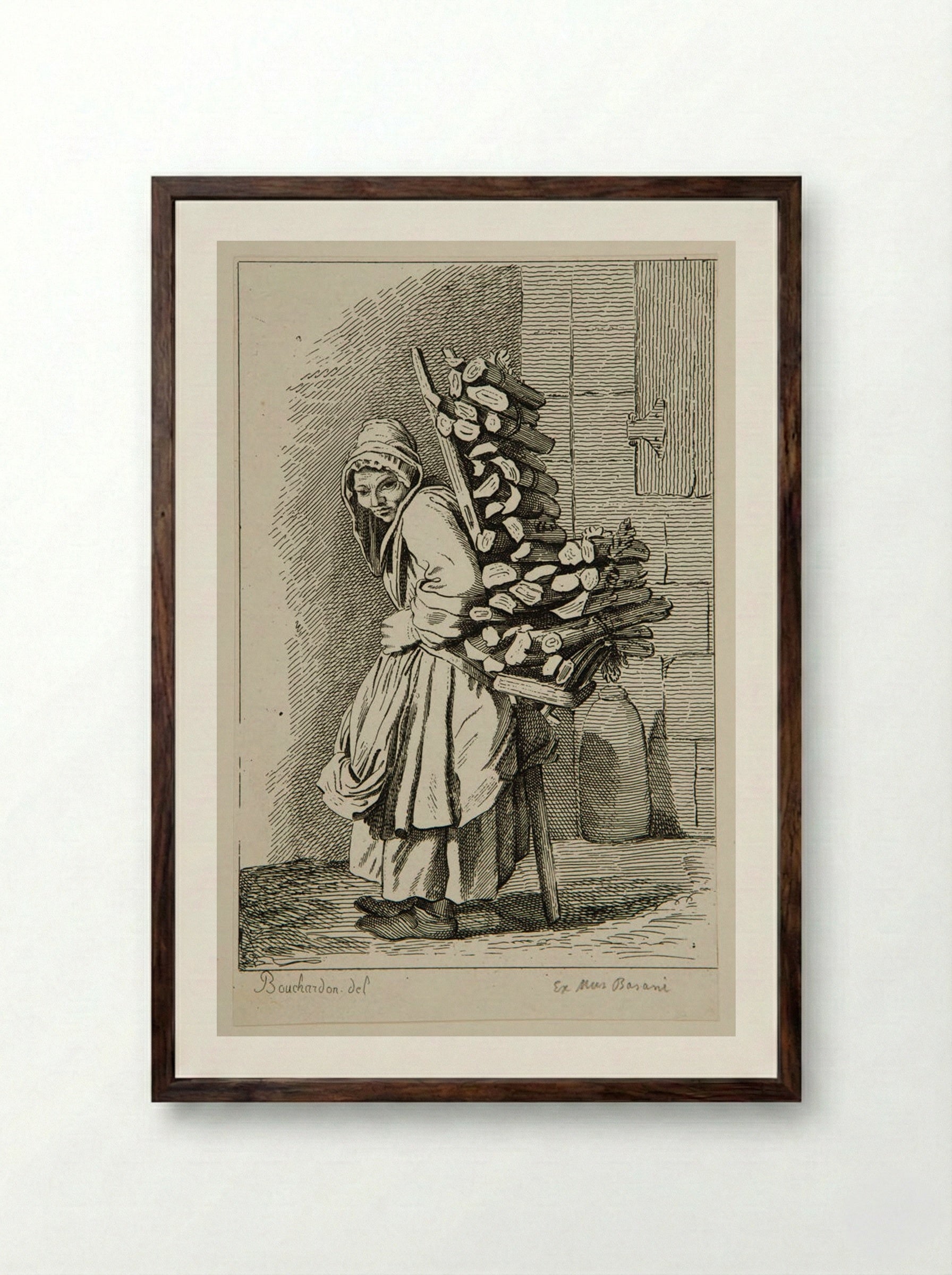 The Faggot Seller - Anne Claude Philippe de Tubières, comte de Caylus - Framed Print Dark Wood