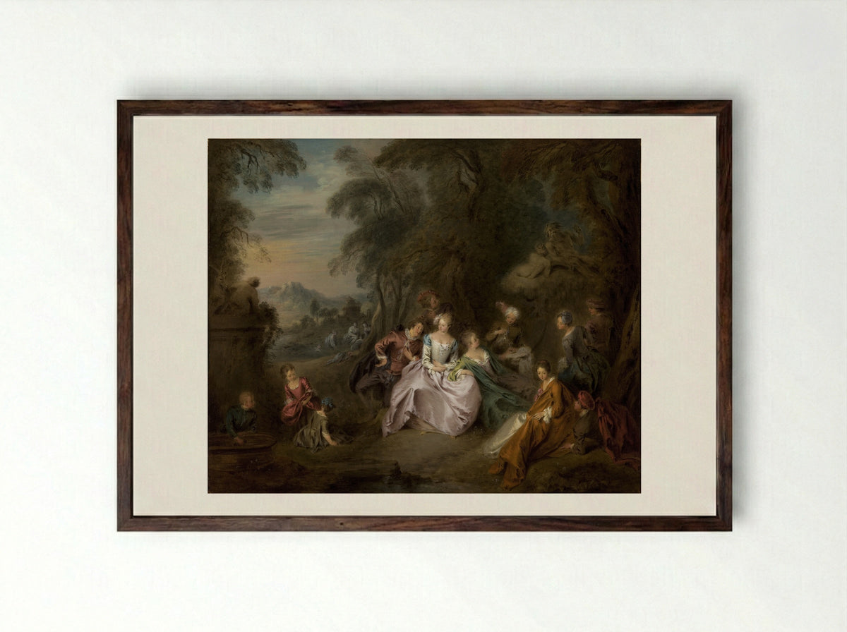 The Fair at Bezons - Jean-Baptiste Joseph Pater - Framed Print Dark Wood